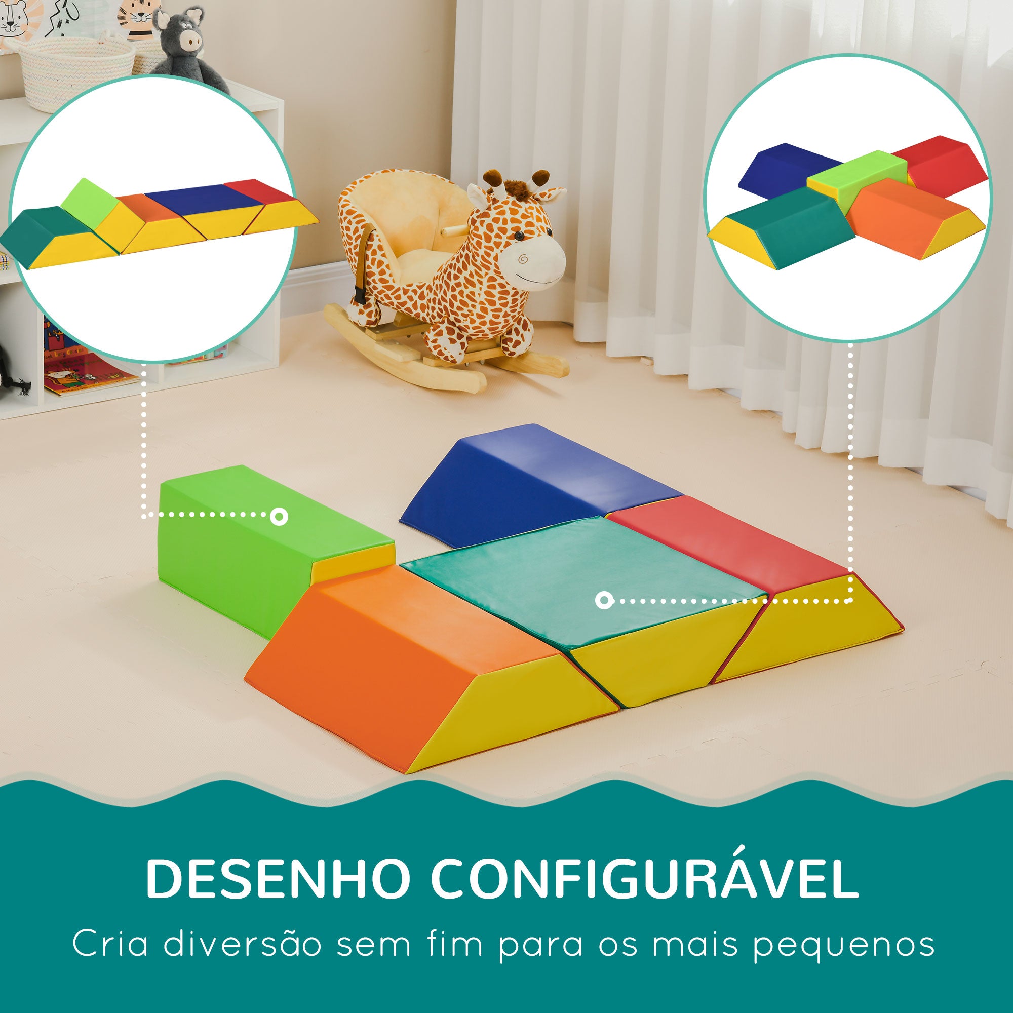 Conjunto de 5 Blocos Multicor para Crianças 18-36 Meses - 48x48x48cm