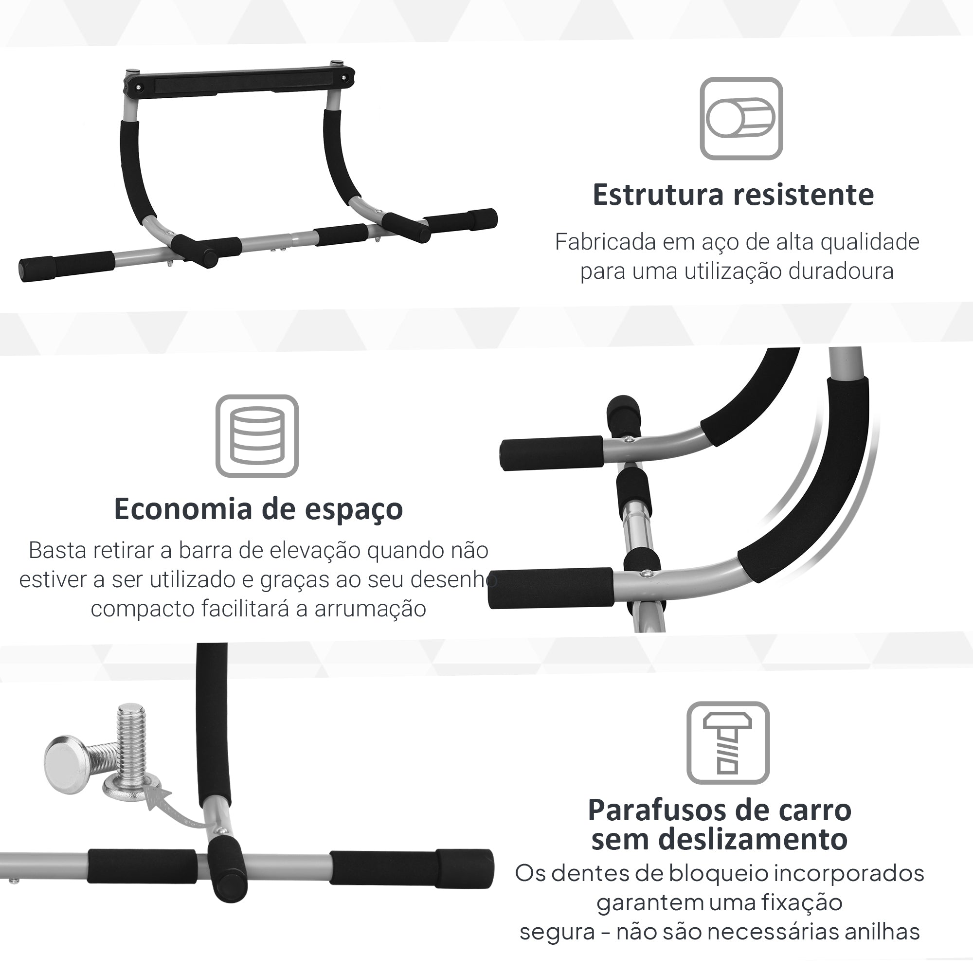 Barra de Elevação para Porta – 92x40x17 cm – Preto – Aço