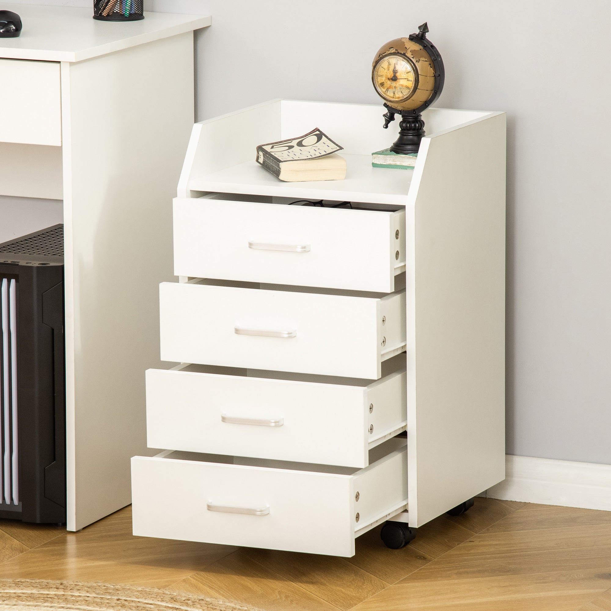 Bloco de Gavetas Móvel Auxiliar 40x36x65cm Branco