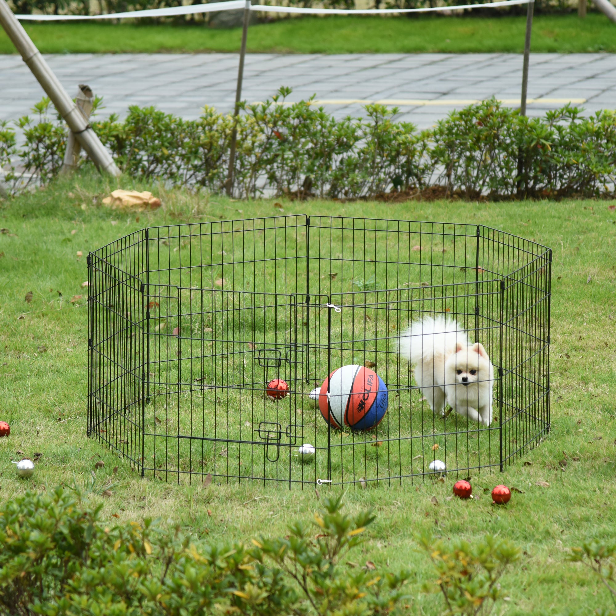 Parque para Cães 8 Painéis 61x61cm Preto - Gaiola Metálica Dobrável