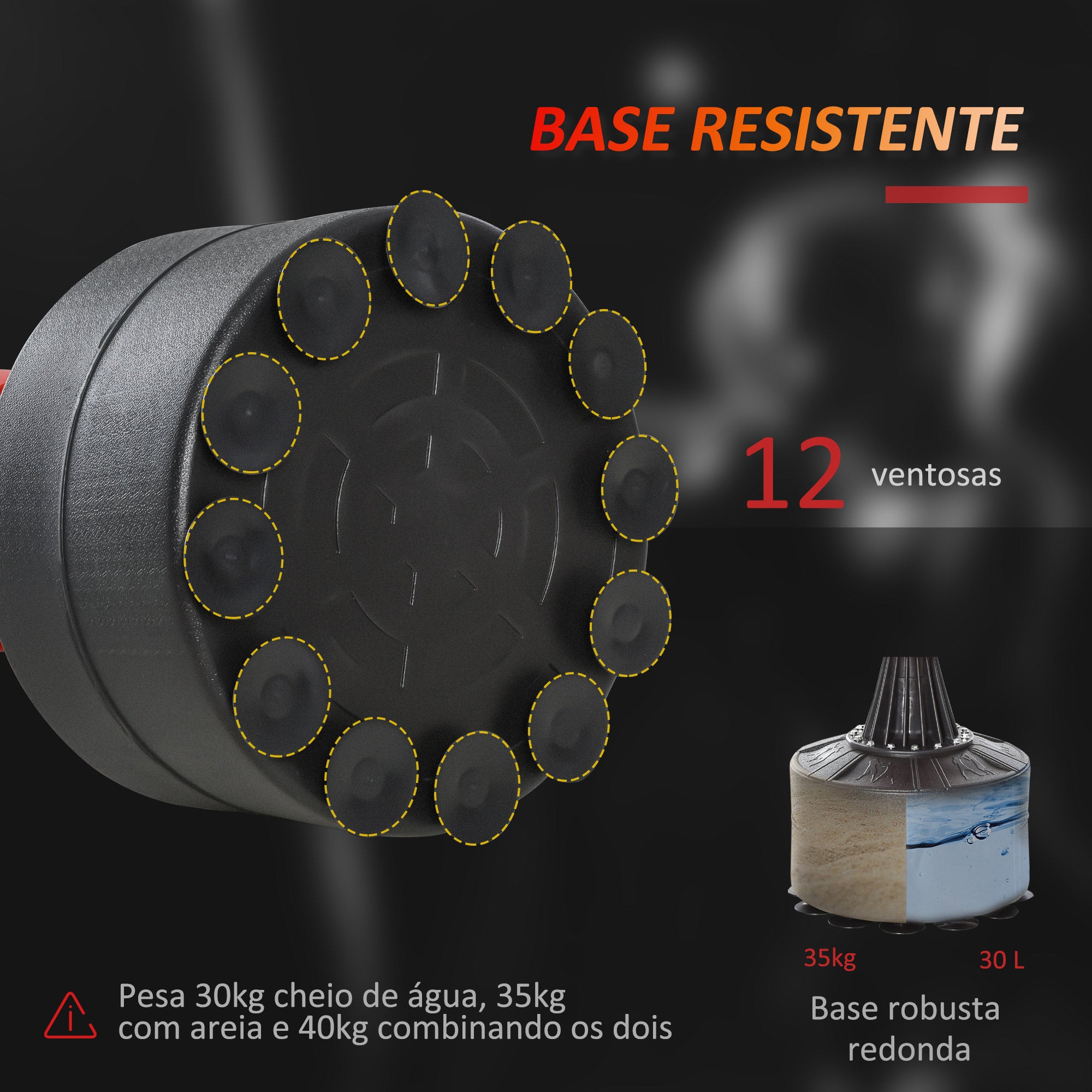 Punching Ball de Boxe com Altura Ajustável 88x48x155-205 cm - Preto e Vermelho