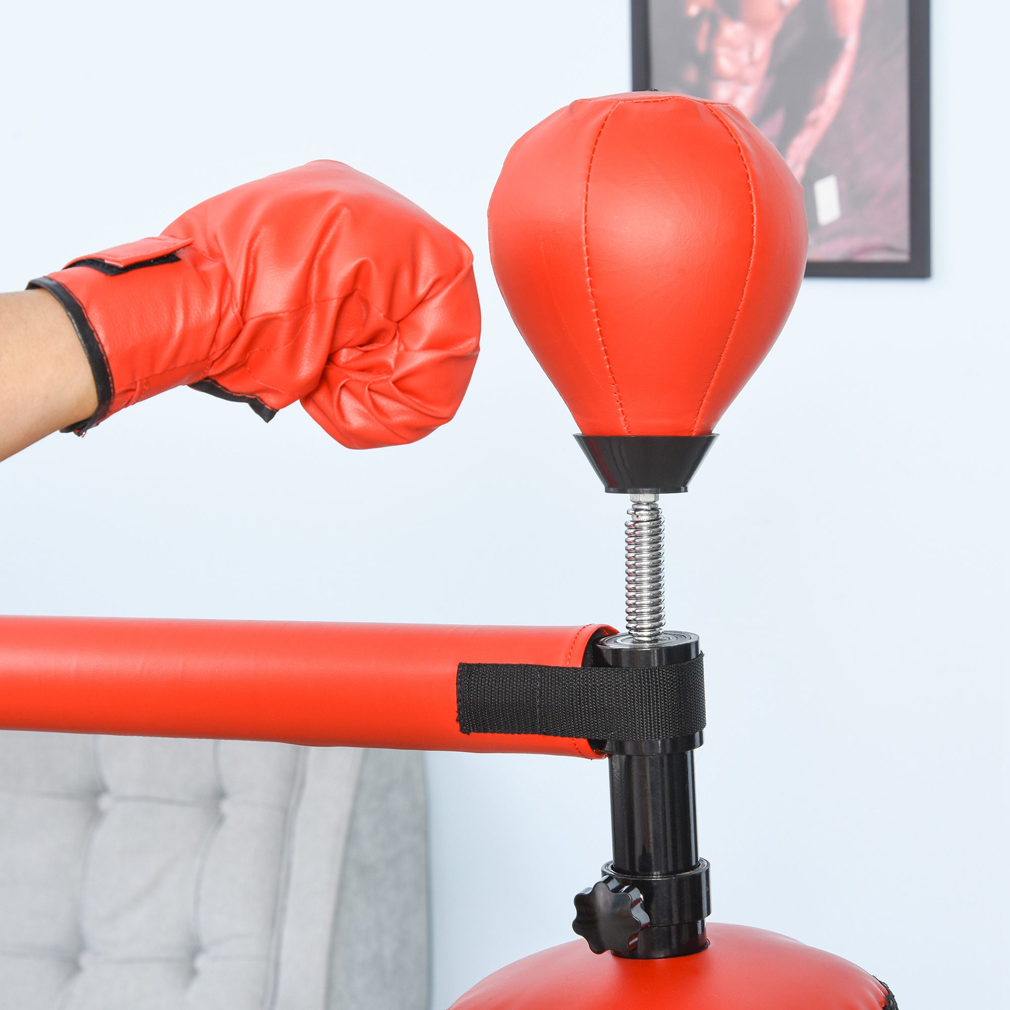 Punching Ball de Boxe com Altura Ajustável 88x48x155-205 cm - Preto e Vermelho