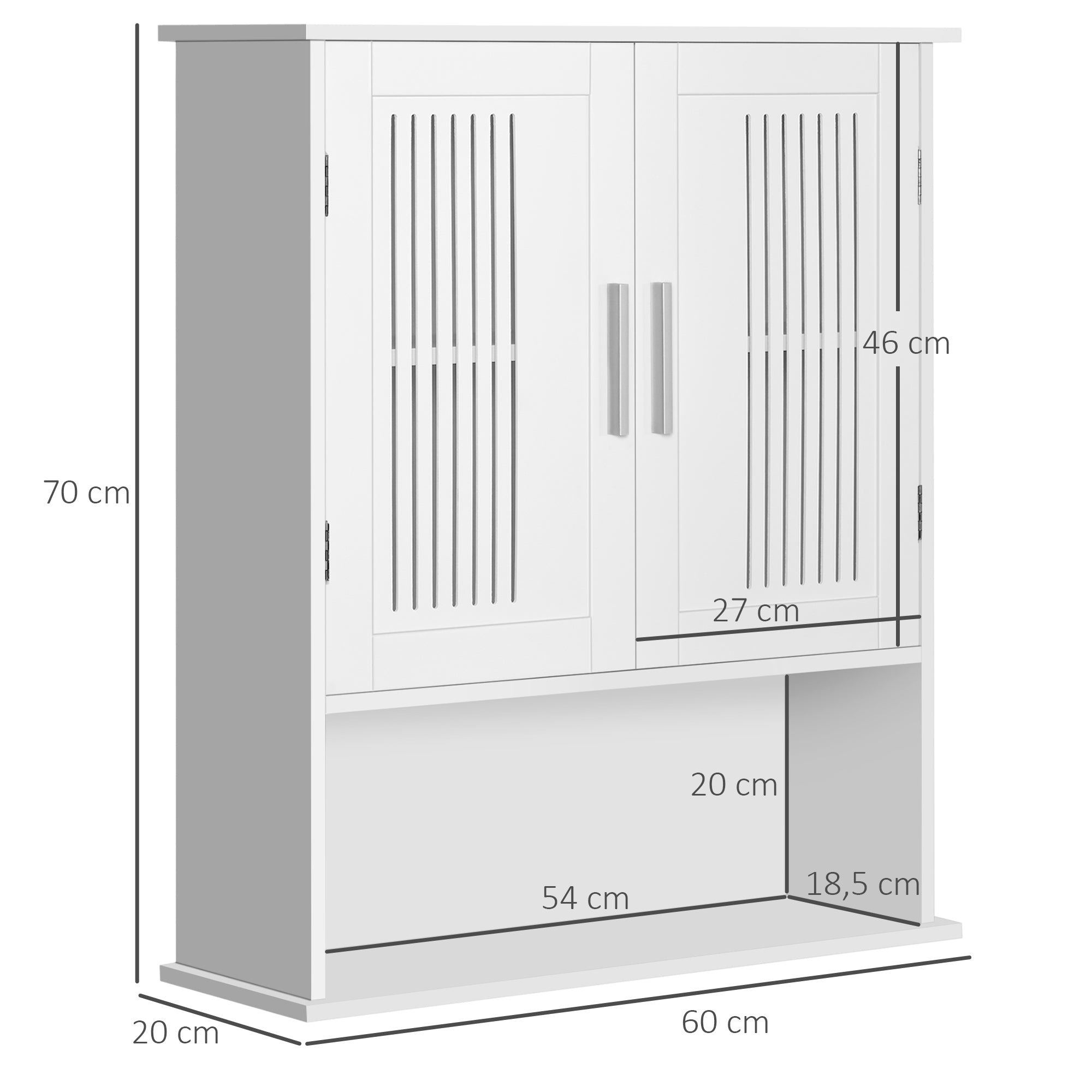 Armário de Parede para Casa de Banho 60x20x70 cm Branco