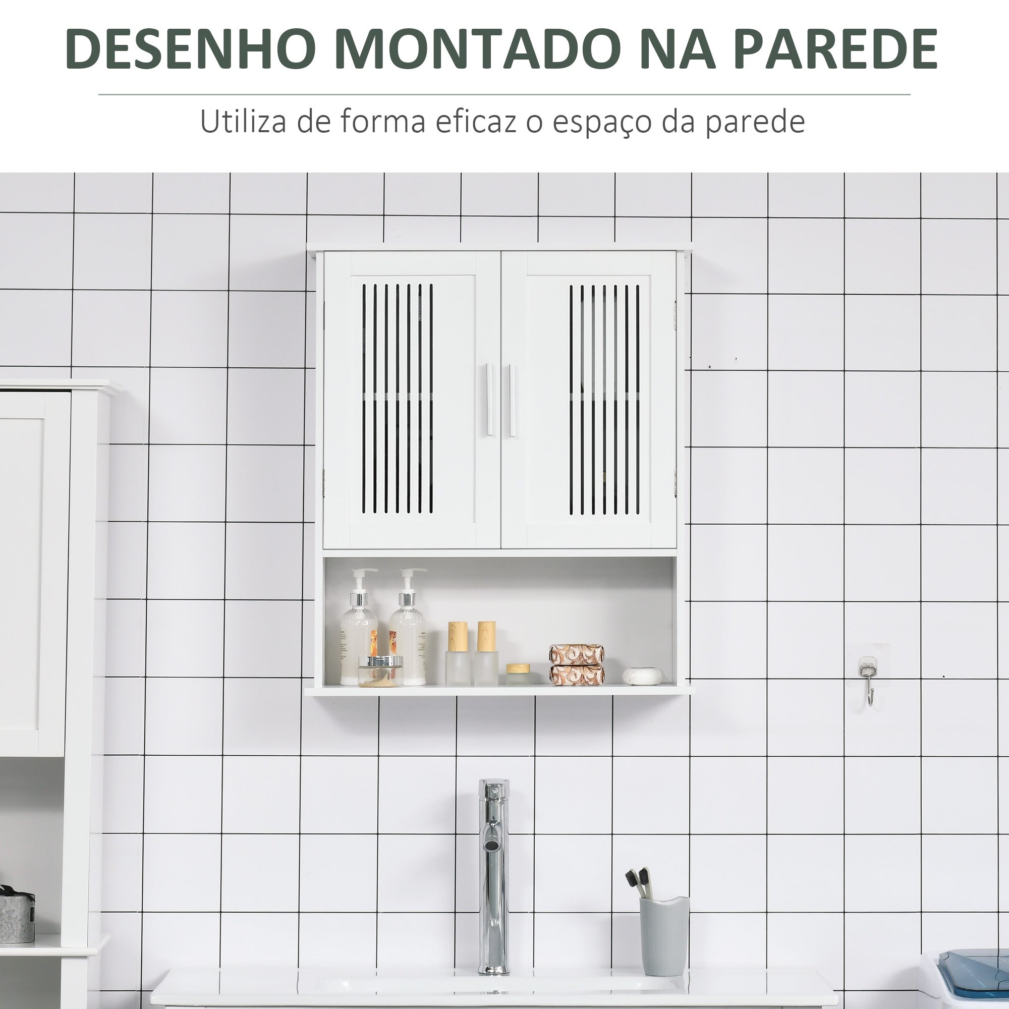 Armário de Parede para Casa de Banho 60x20x70 cm Branco