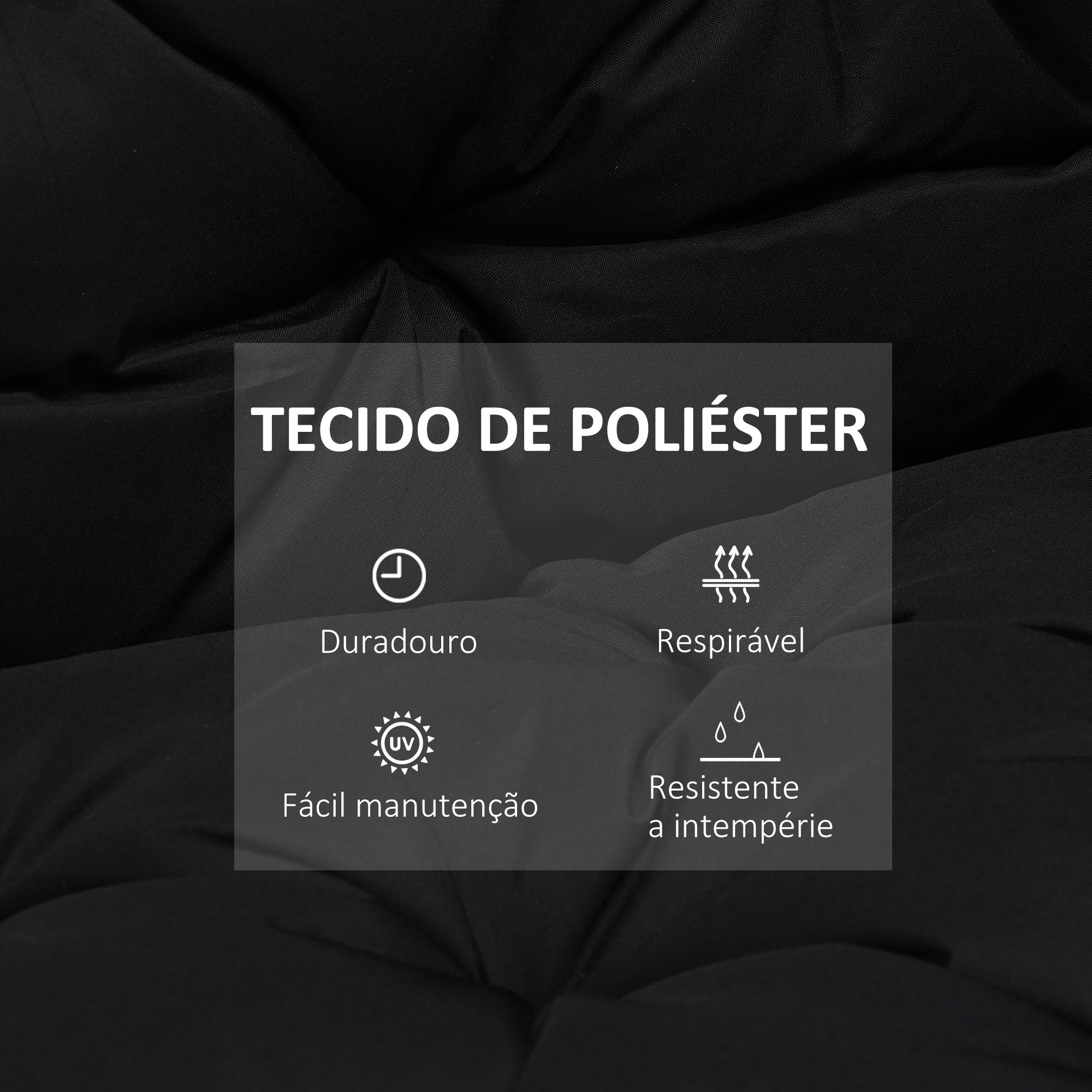 Almofada para Banco com Encosto 100x98x8 cm - Cor Preto