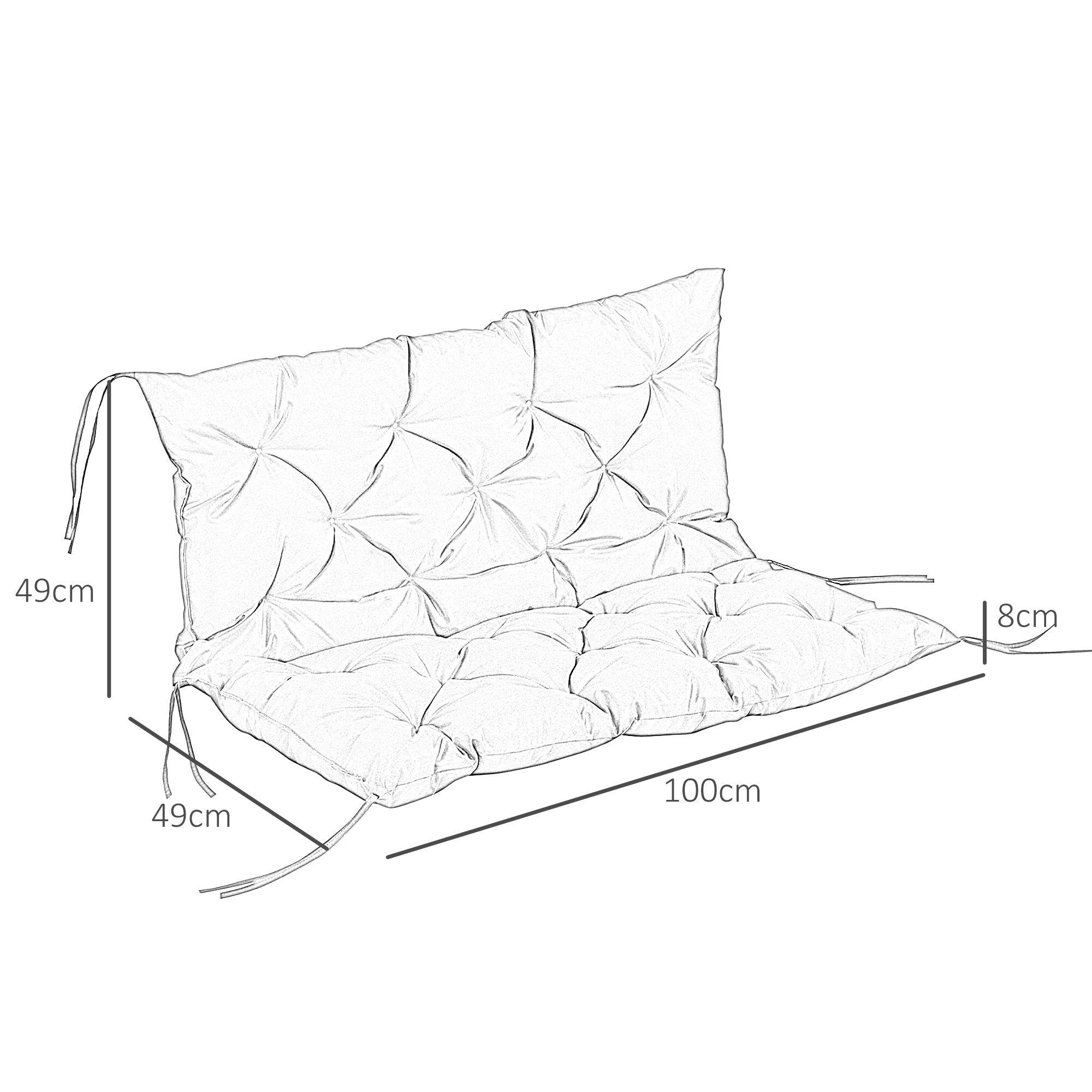Almofada para Banco com Encosto 100x98x8 cm - Cor Preto