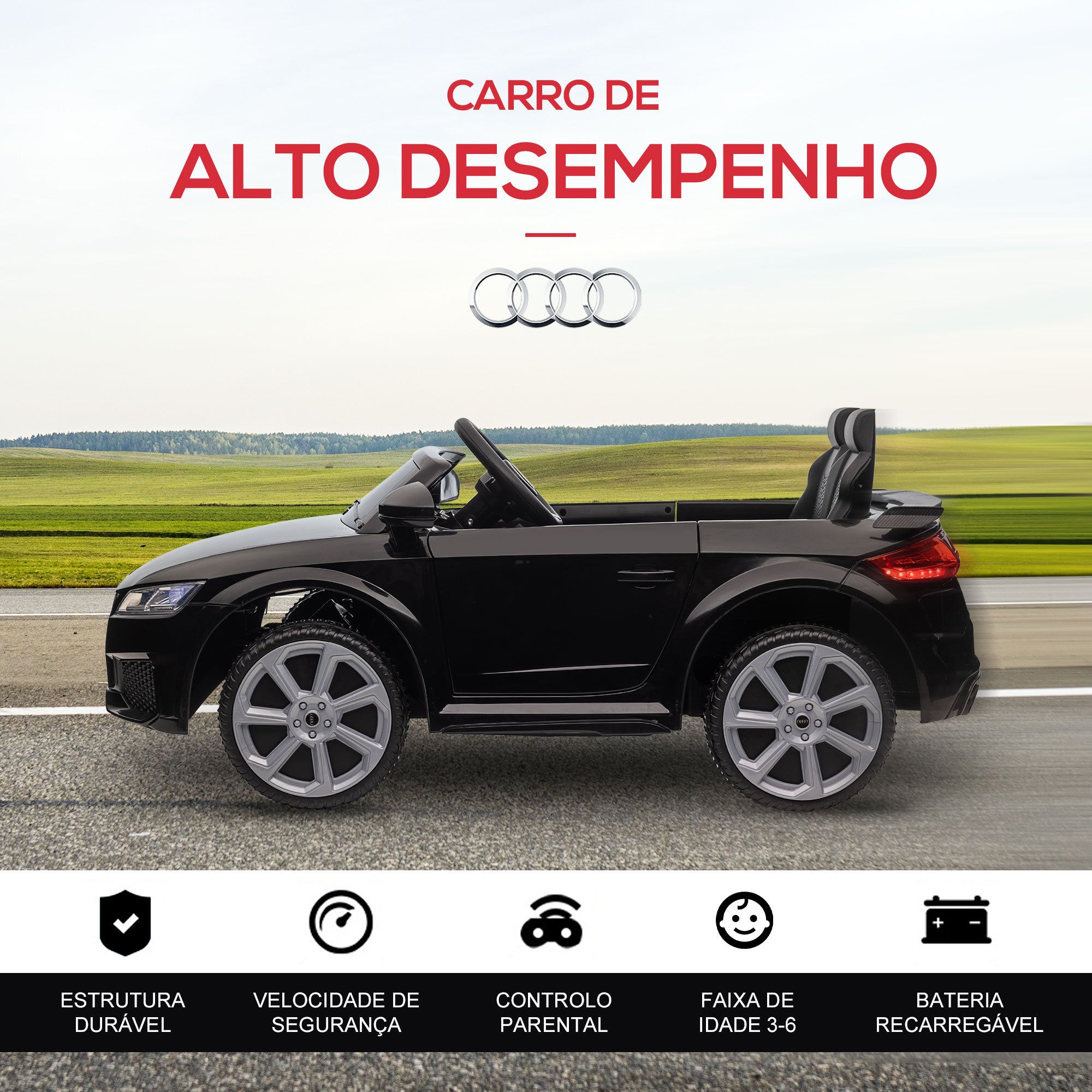 Carro Elétrico para Crianças 103x63x44 cm Preto