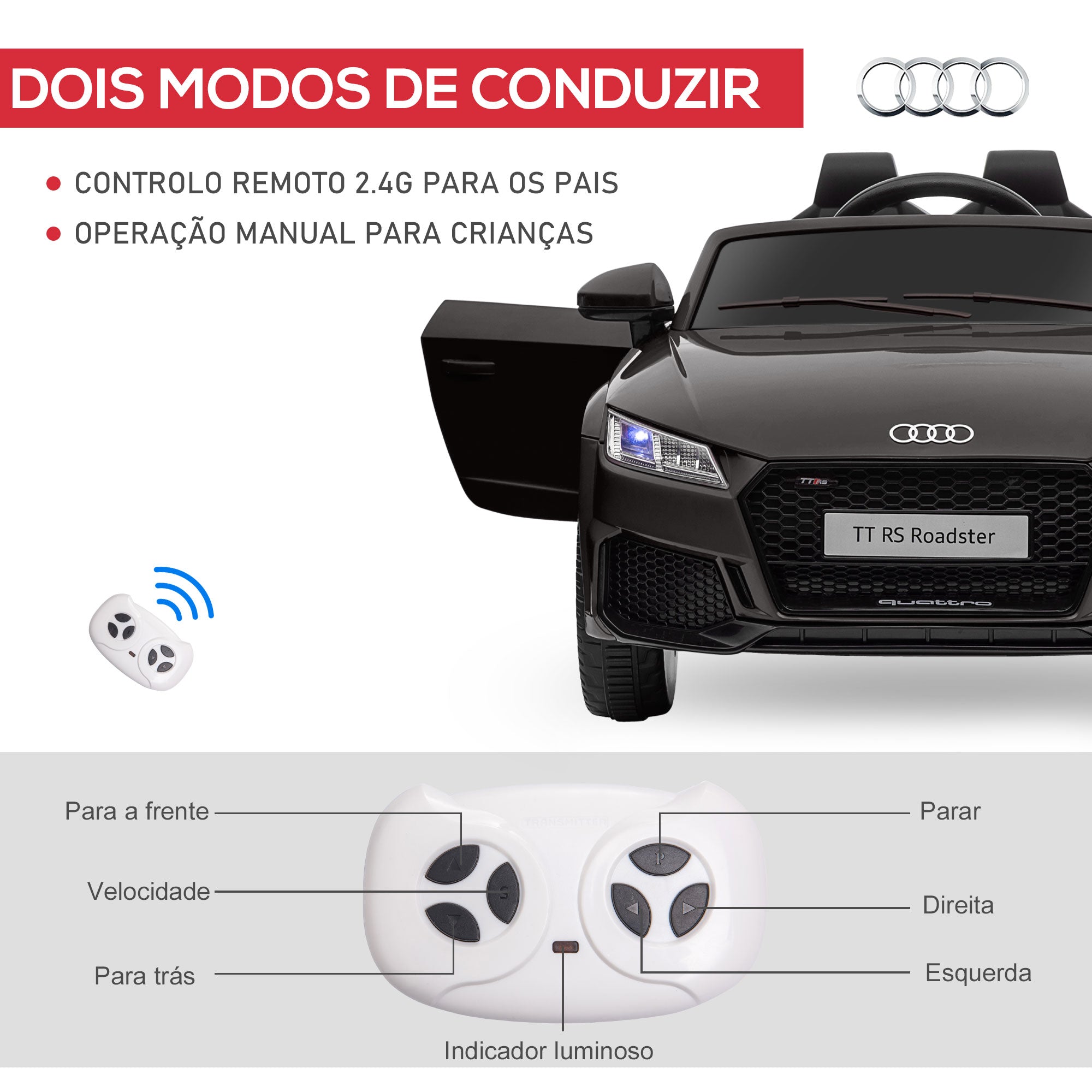 Carro Elétrico para Crianças 103x63x44 cm Preto