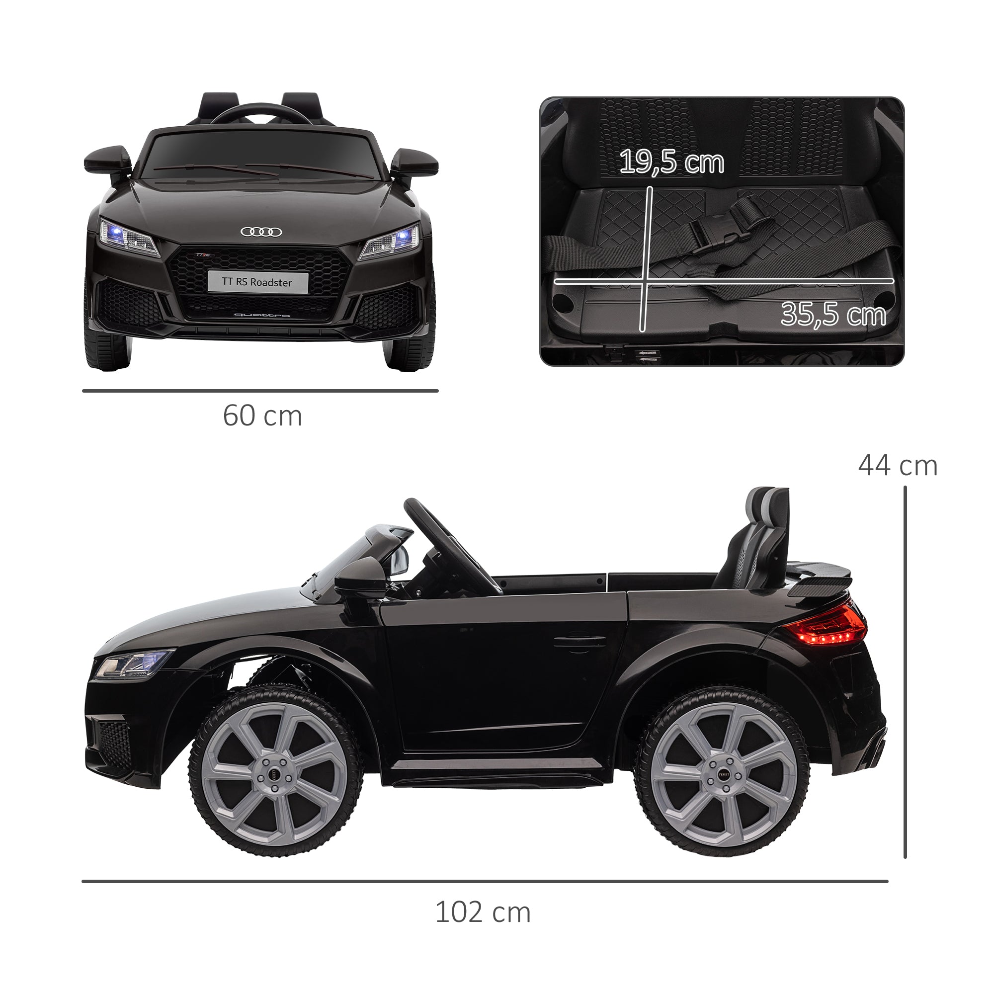 Carro Elétrico para Crianças 103x63x44 cm Preto
