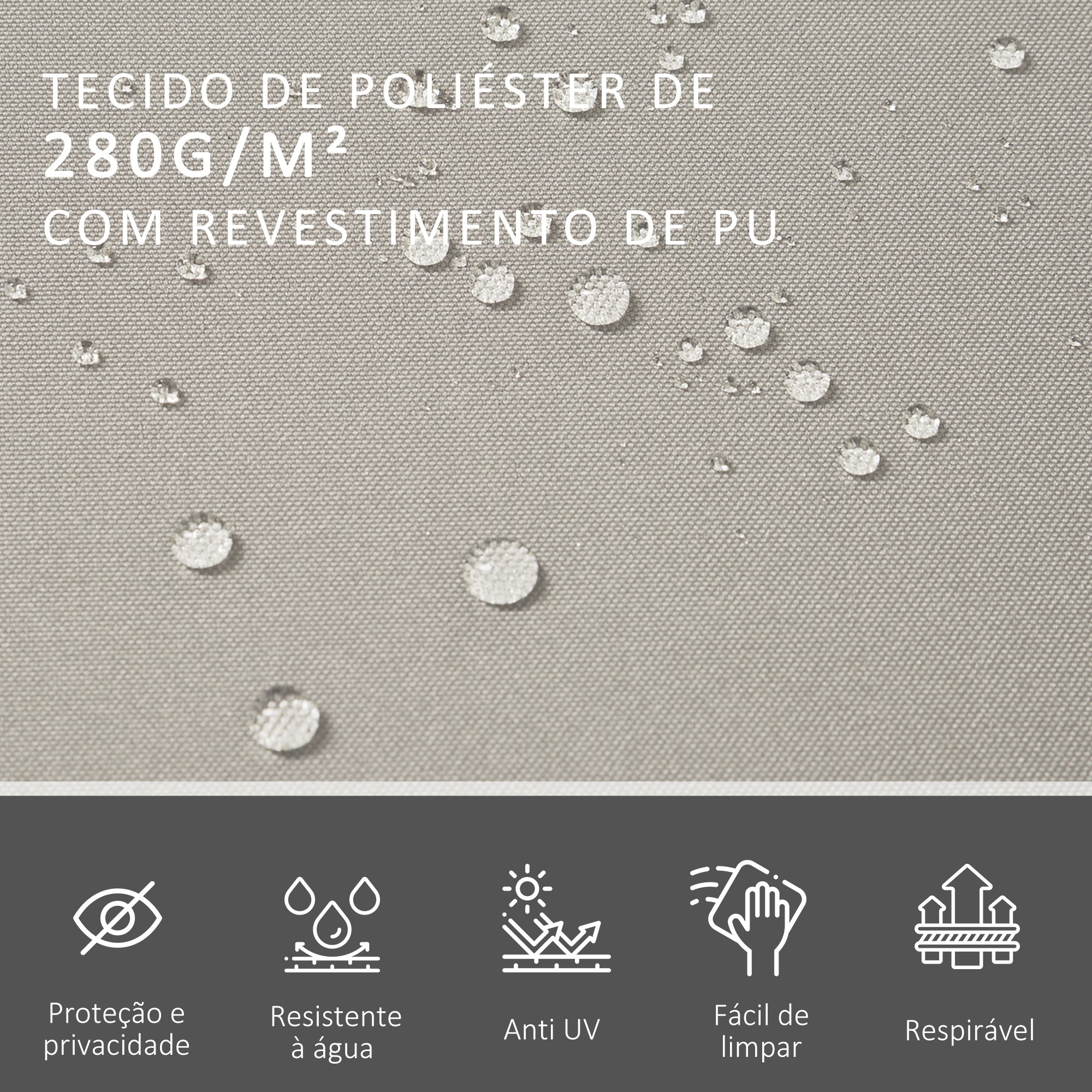 Toldo Lateral Retrátil 600x160cm Bege - Proteção UV+50 para Jardim e Terraço