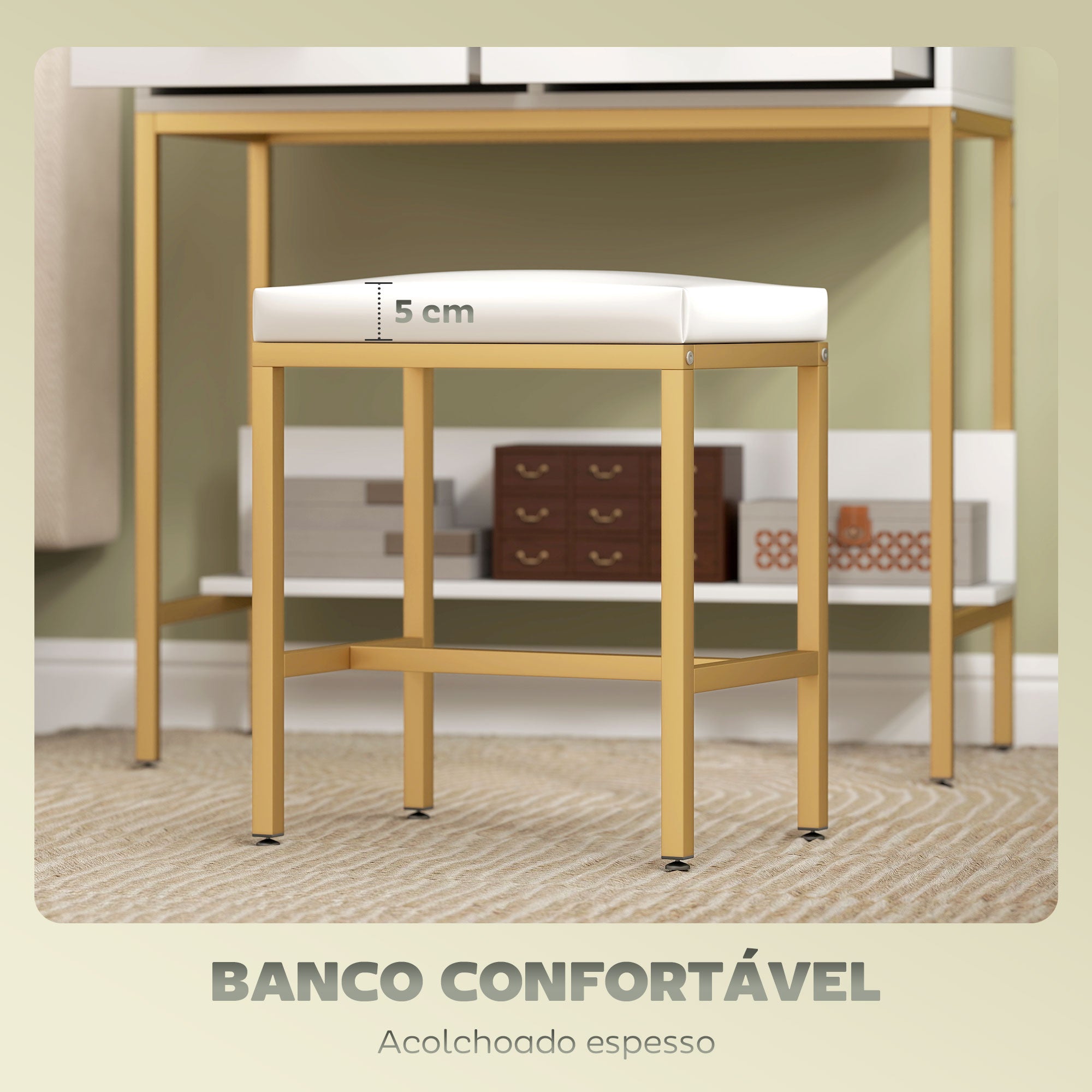 Toucador de Maquilhagem Branco 80x40x138 cm com Luz e Banco