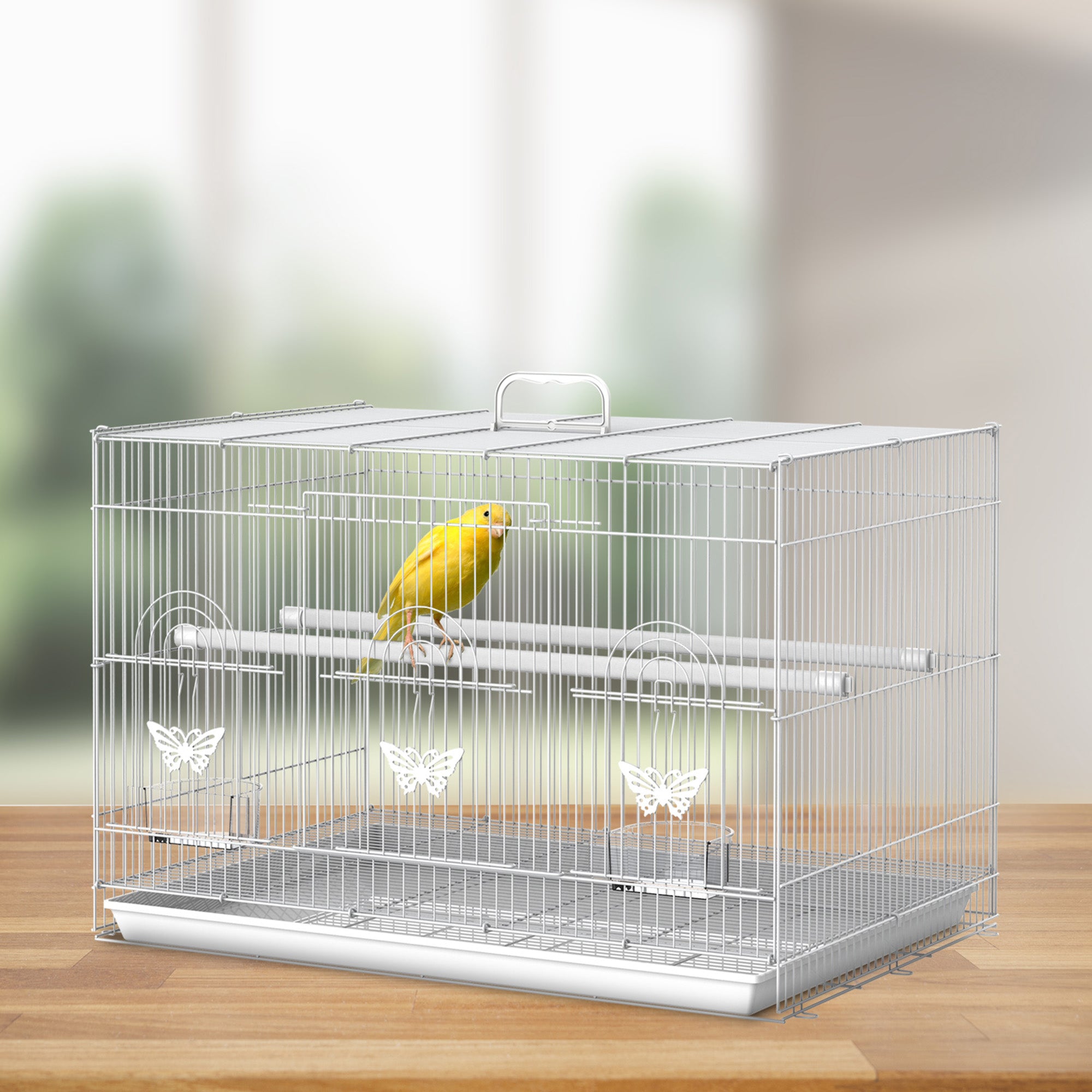 Gaiola para Pássaros Pequenos 60x41x41 cm - Branco