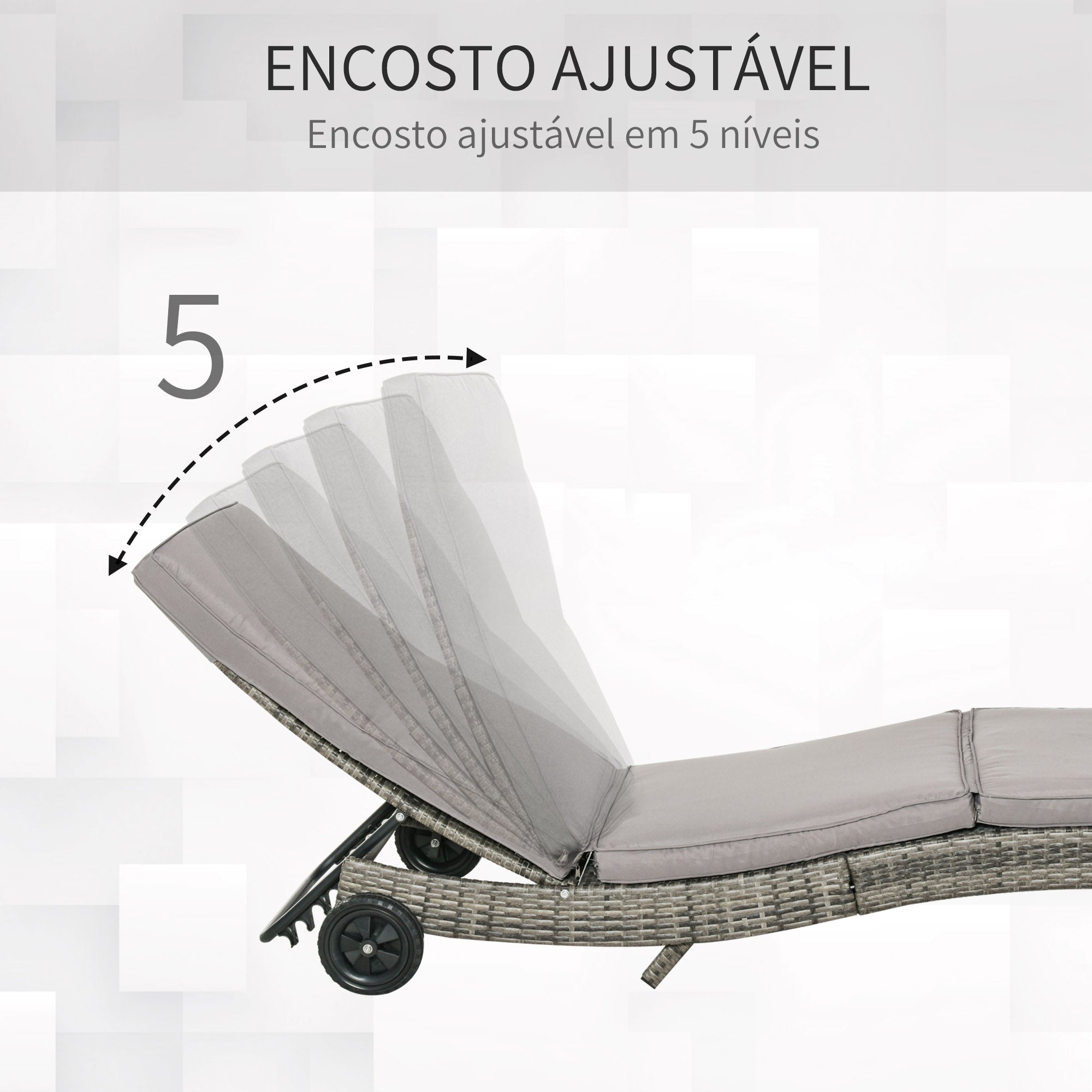 Espreguiçadeira de Jardim – 207x70x70 cm – Cinza – Vime Sintético