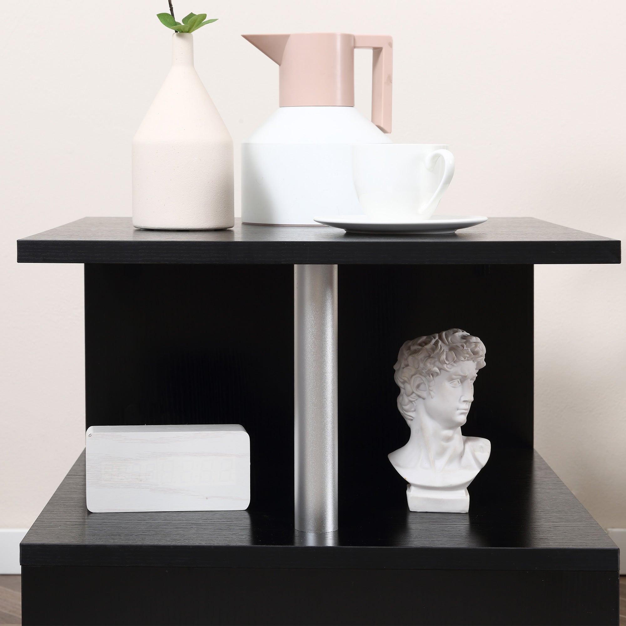 Mesa de Centro Geométrica Forma de S 50x50x50cm - Cor Preto