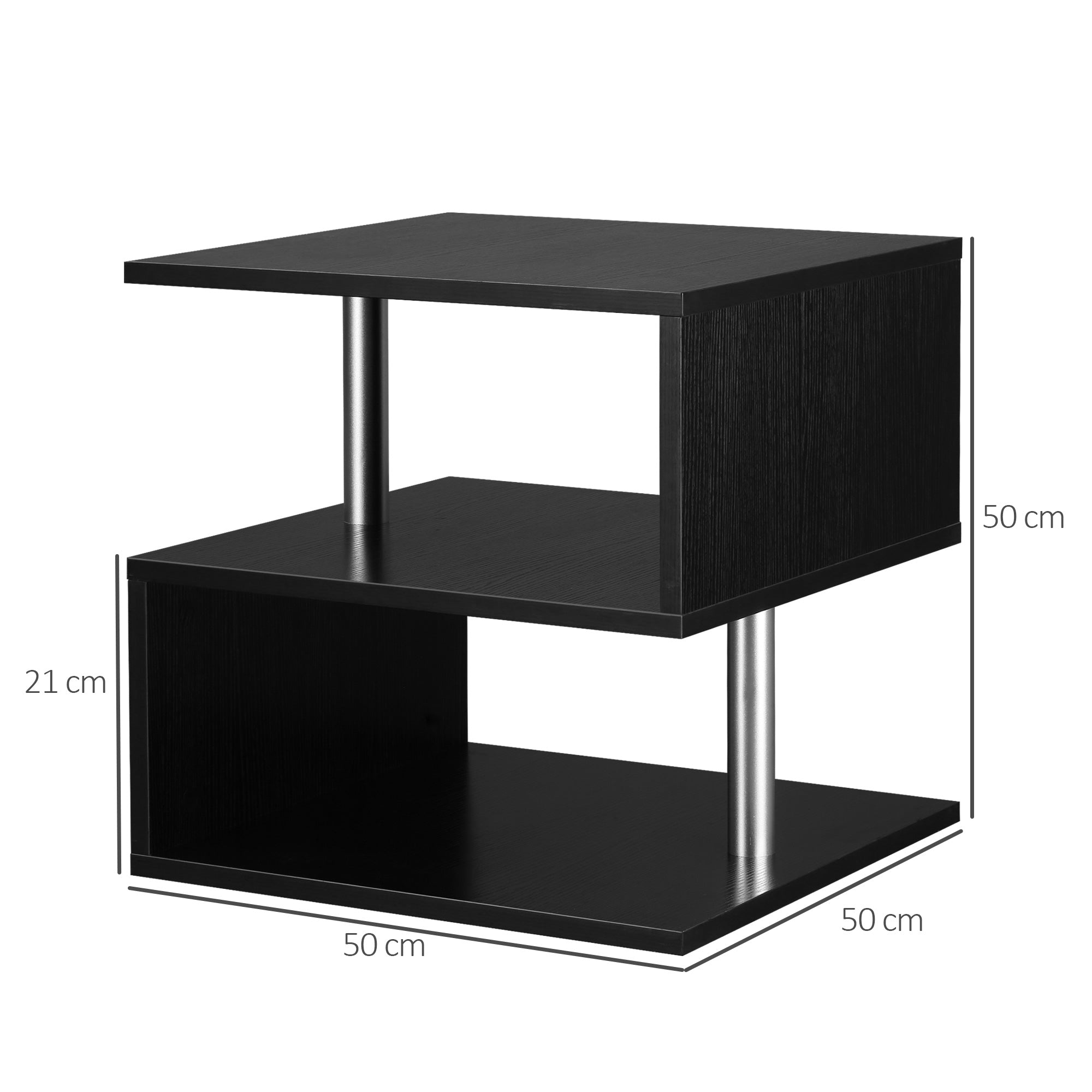 Mesa de Centro Geométrica Forma de S 50x50x50cm - Cor Preto