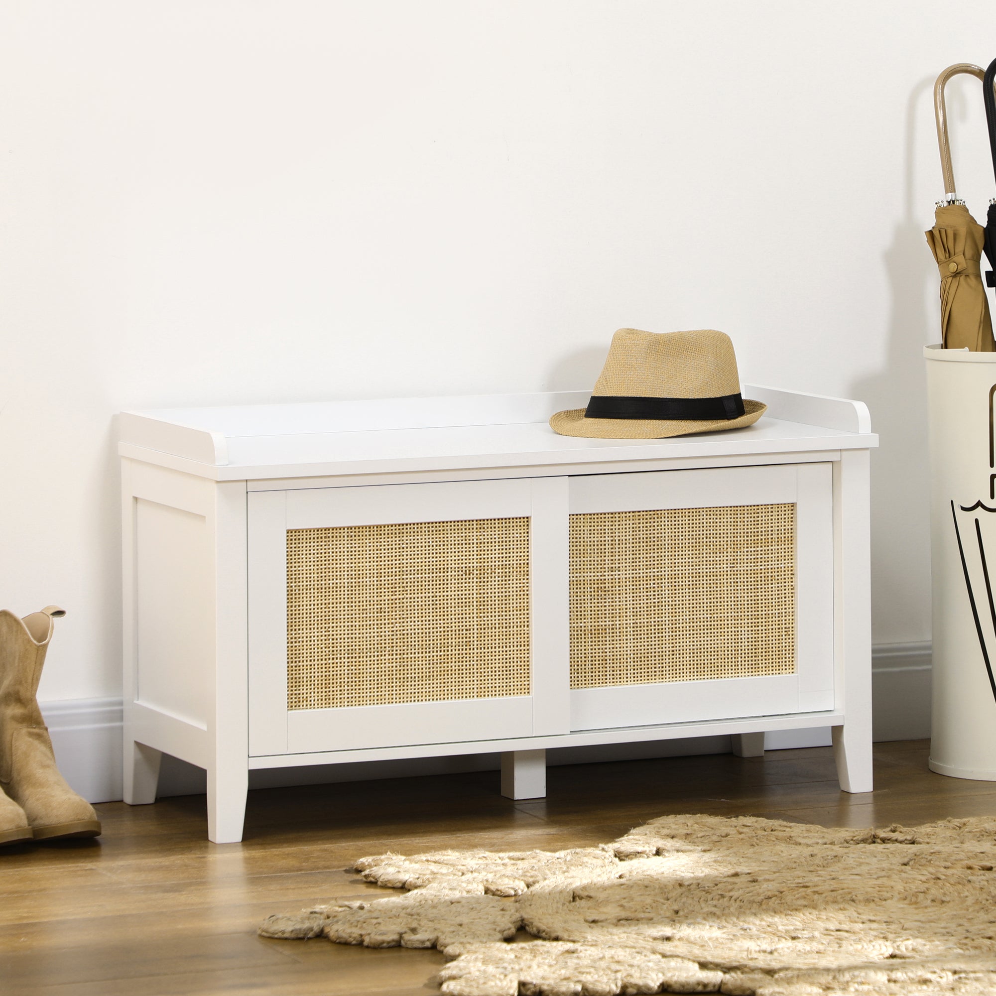 Banco Sapateira com Assento 80x35x45 cm - Branco