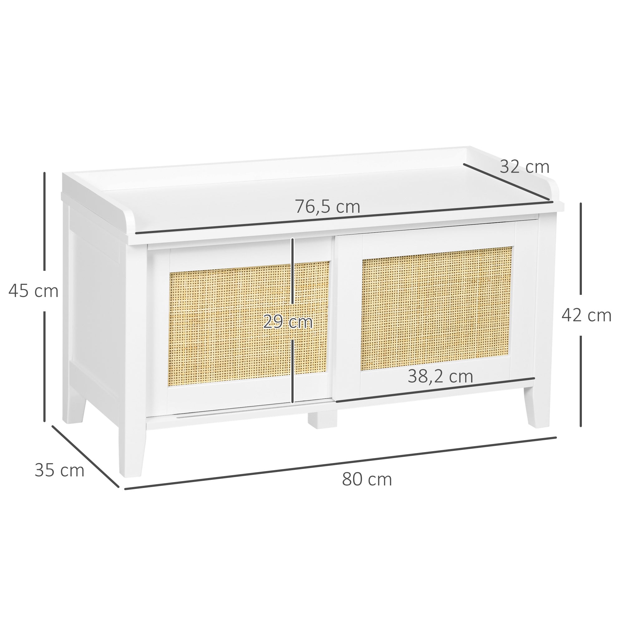 Banco Sapateira com Assento 80x35x45 cm - Branco