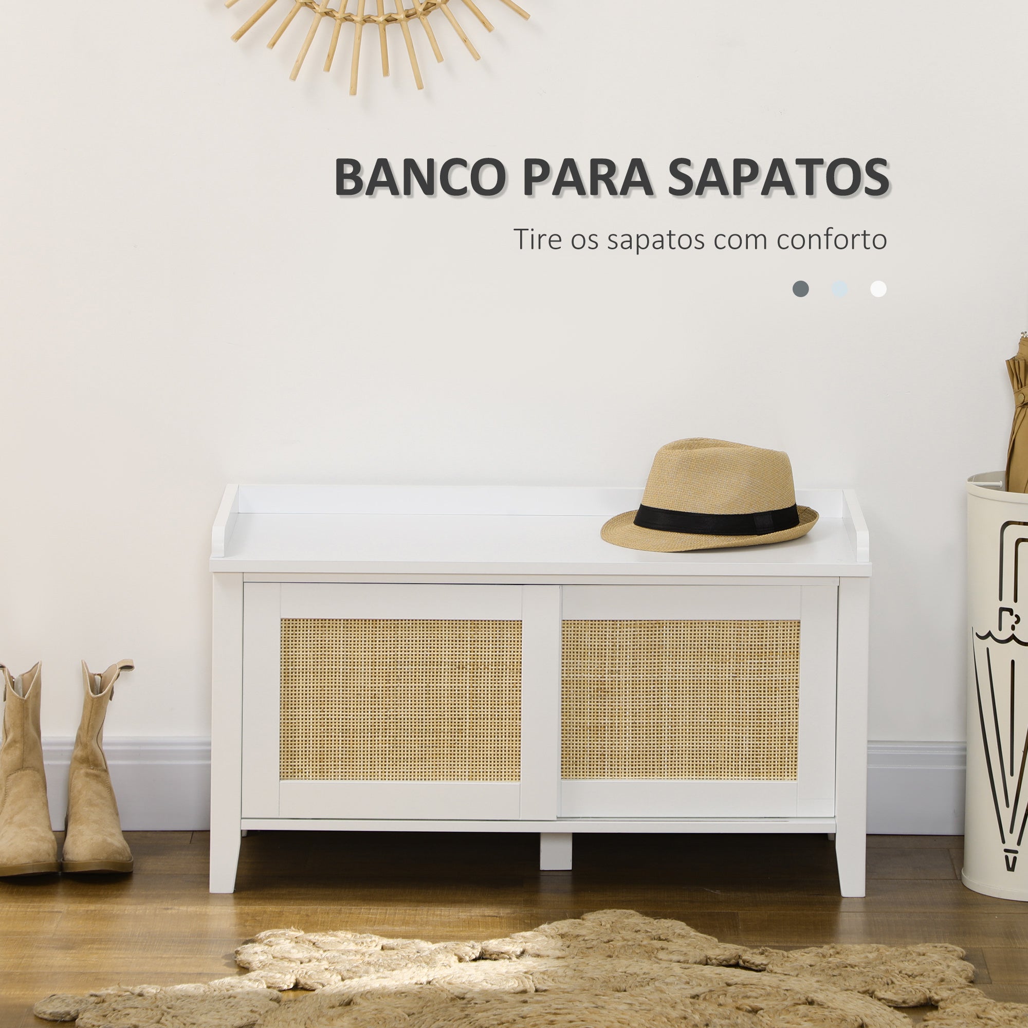 Banco Sapateira com Assento 80x35x45 cm - Branco