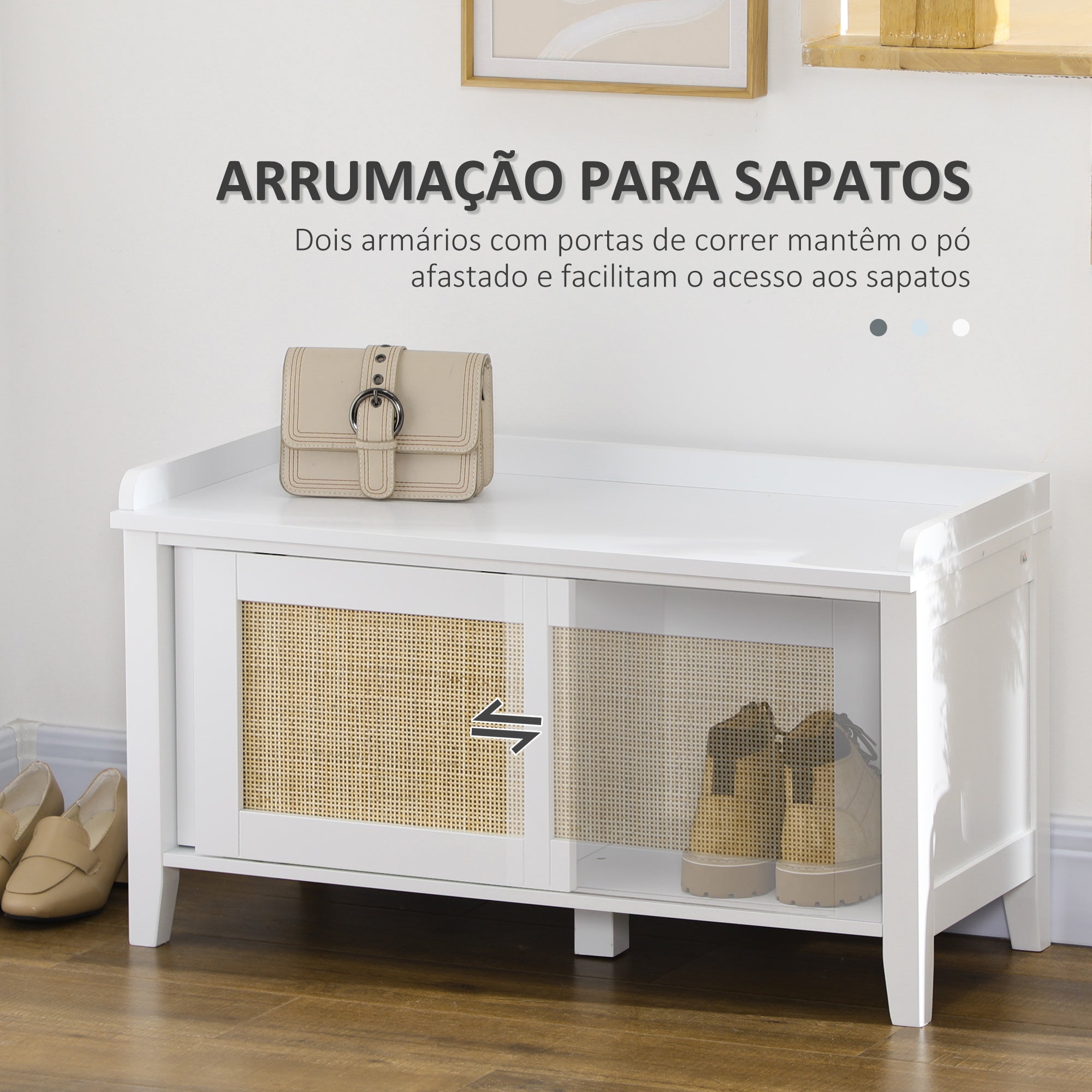 Banco Sapateira com Assento 80x35x45 cm - Branco