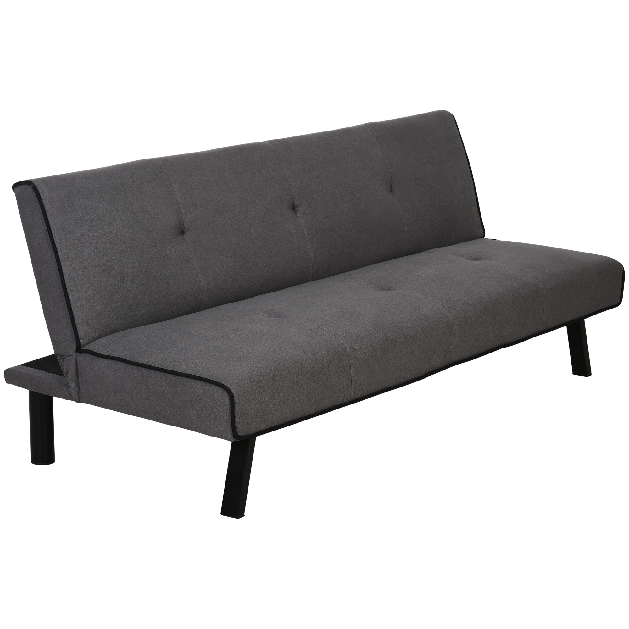 Sofá-cama 3 Lugares Cinza 170x76x72,5cm - Design 2 em 1 Dobrável