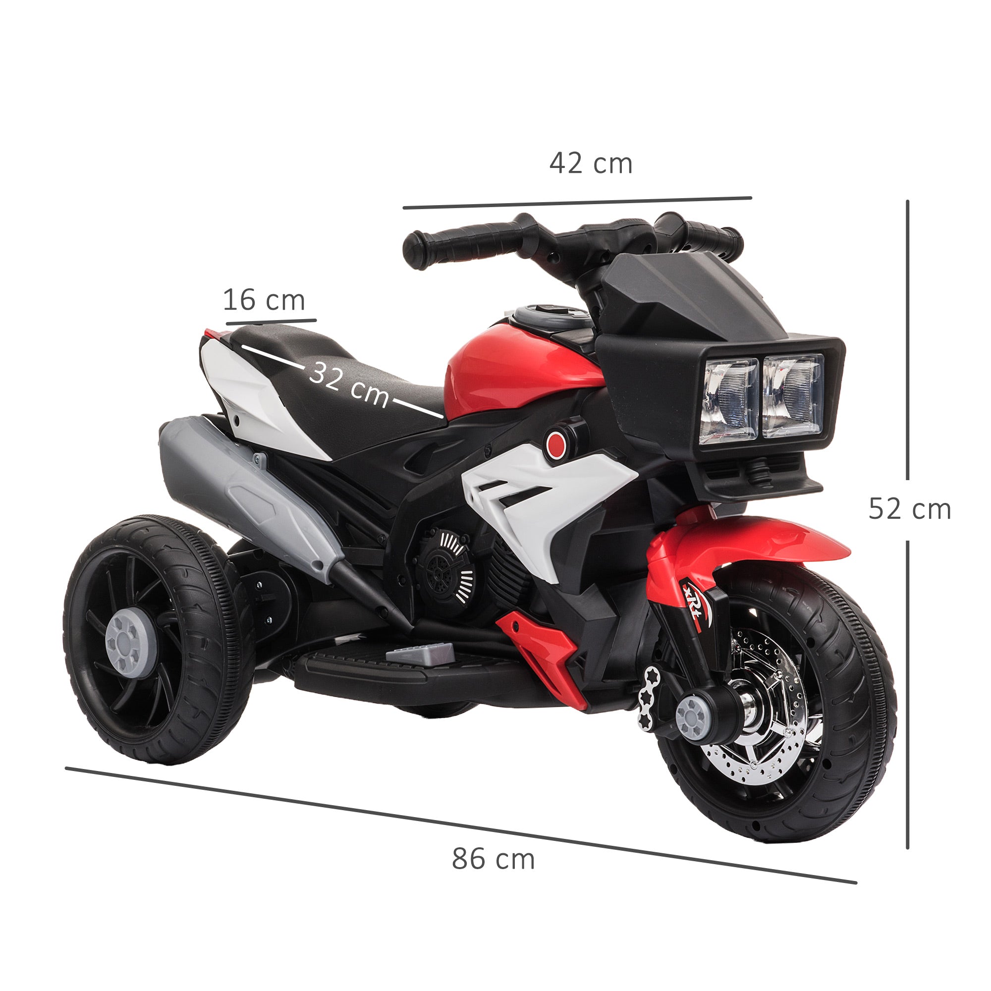 Triciclo Infantil com Pedal Vermelho e Preto 86x42x52cm