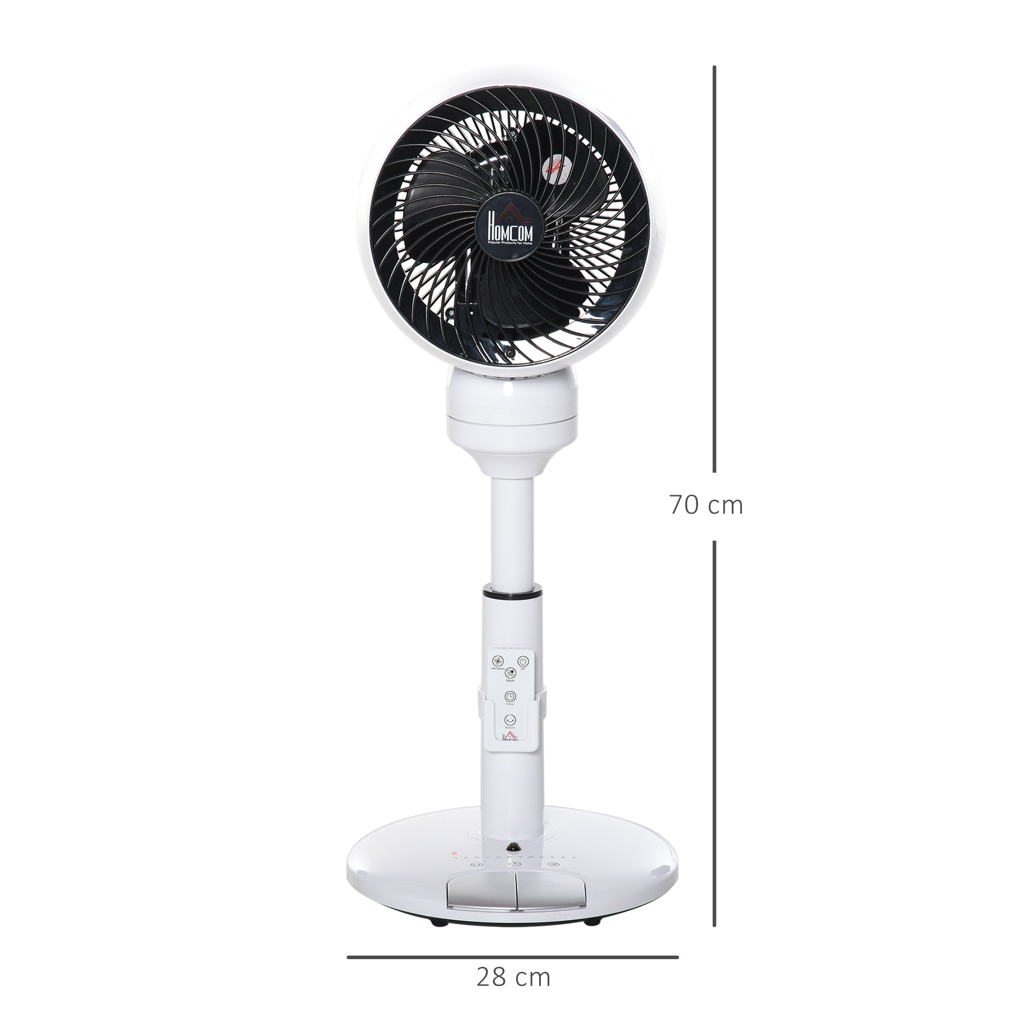 Ventilador de Pé Ø28x60-70 cm Preto e Branco