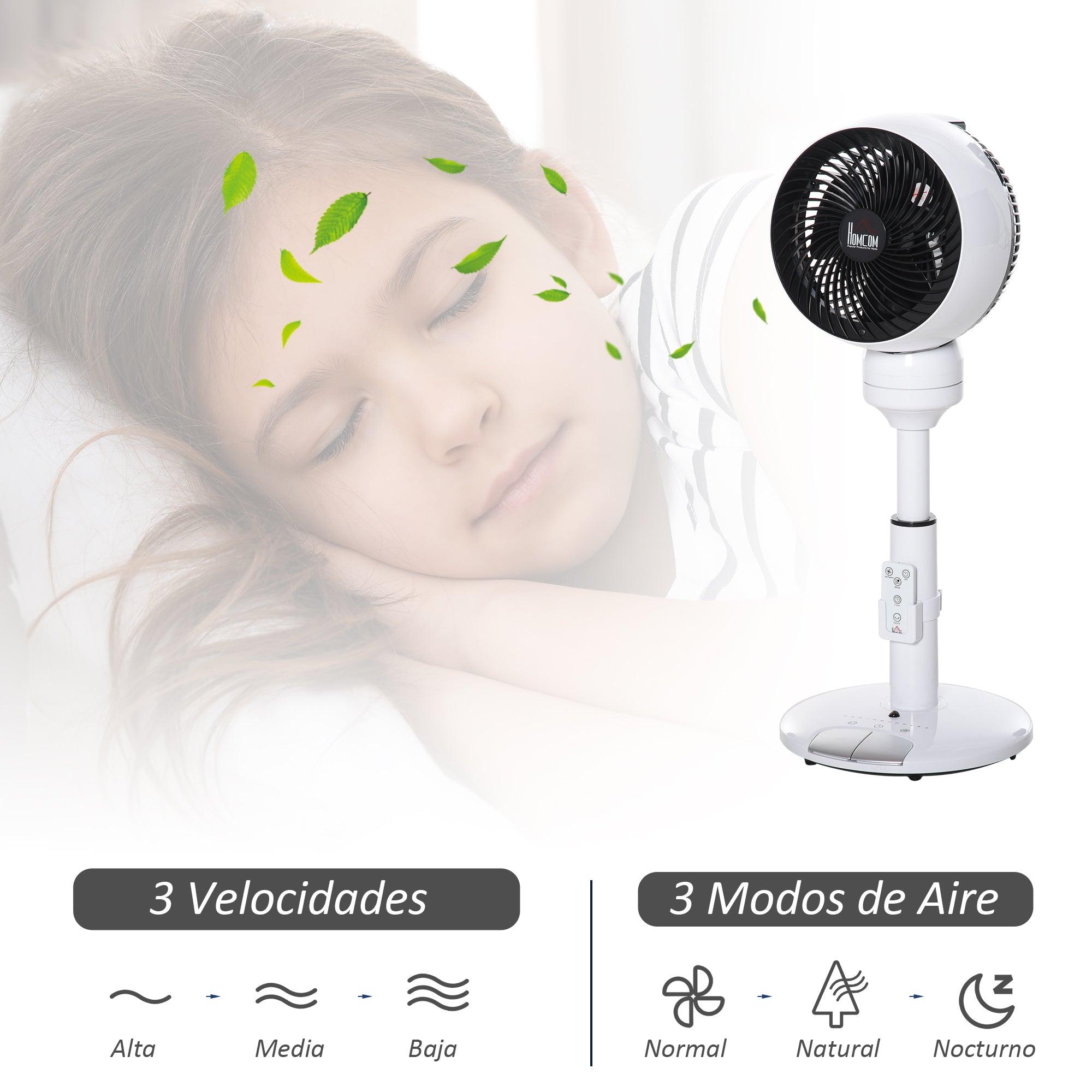 Ventilador de Pé Ø28x60-70 cm Preto e Branco