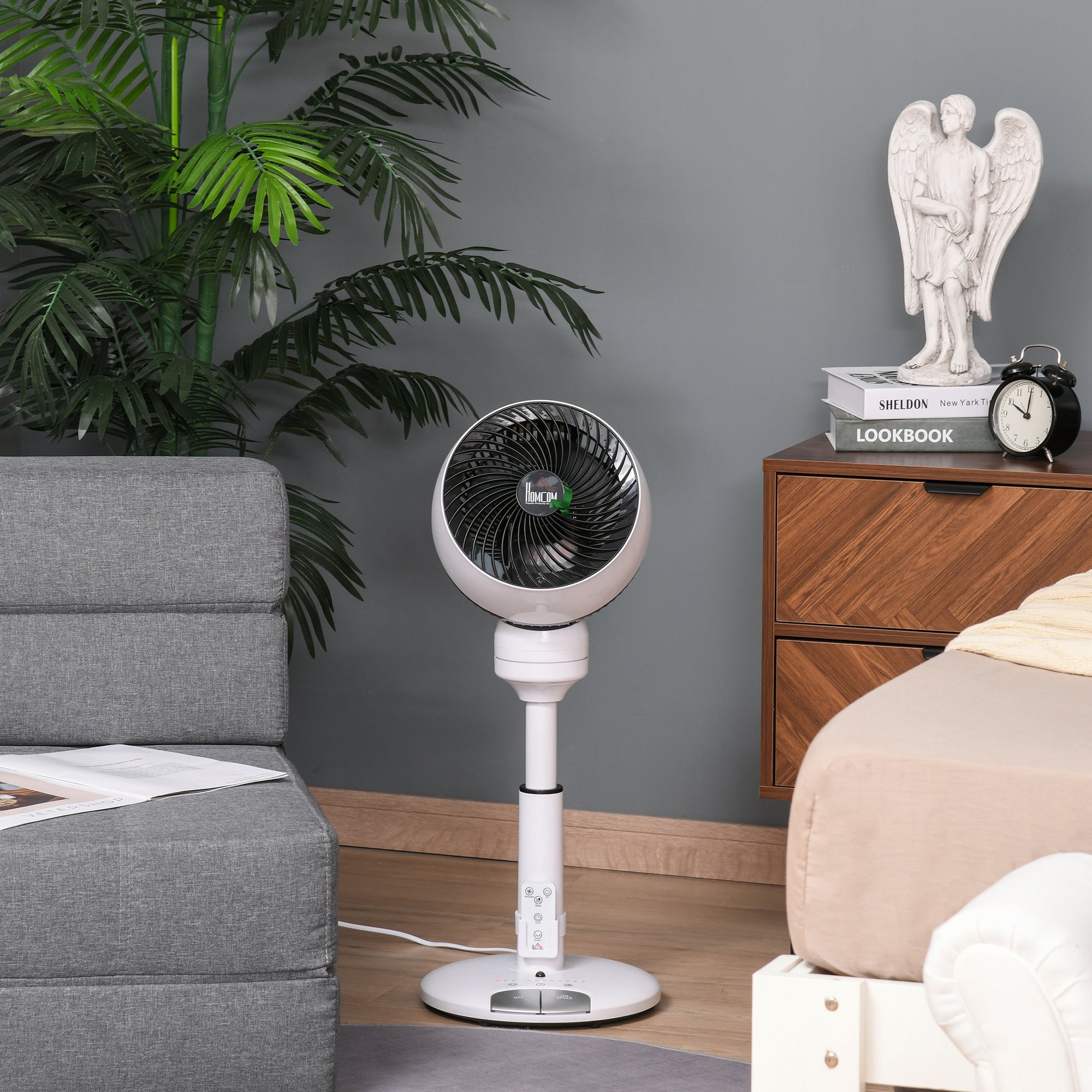 Ventilador de Pé Ø28x60-70 cm Preto e Branco