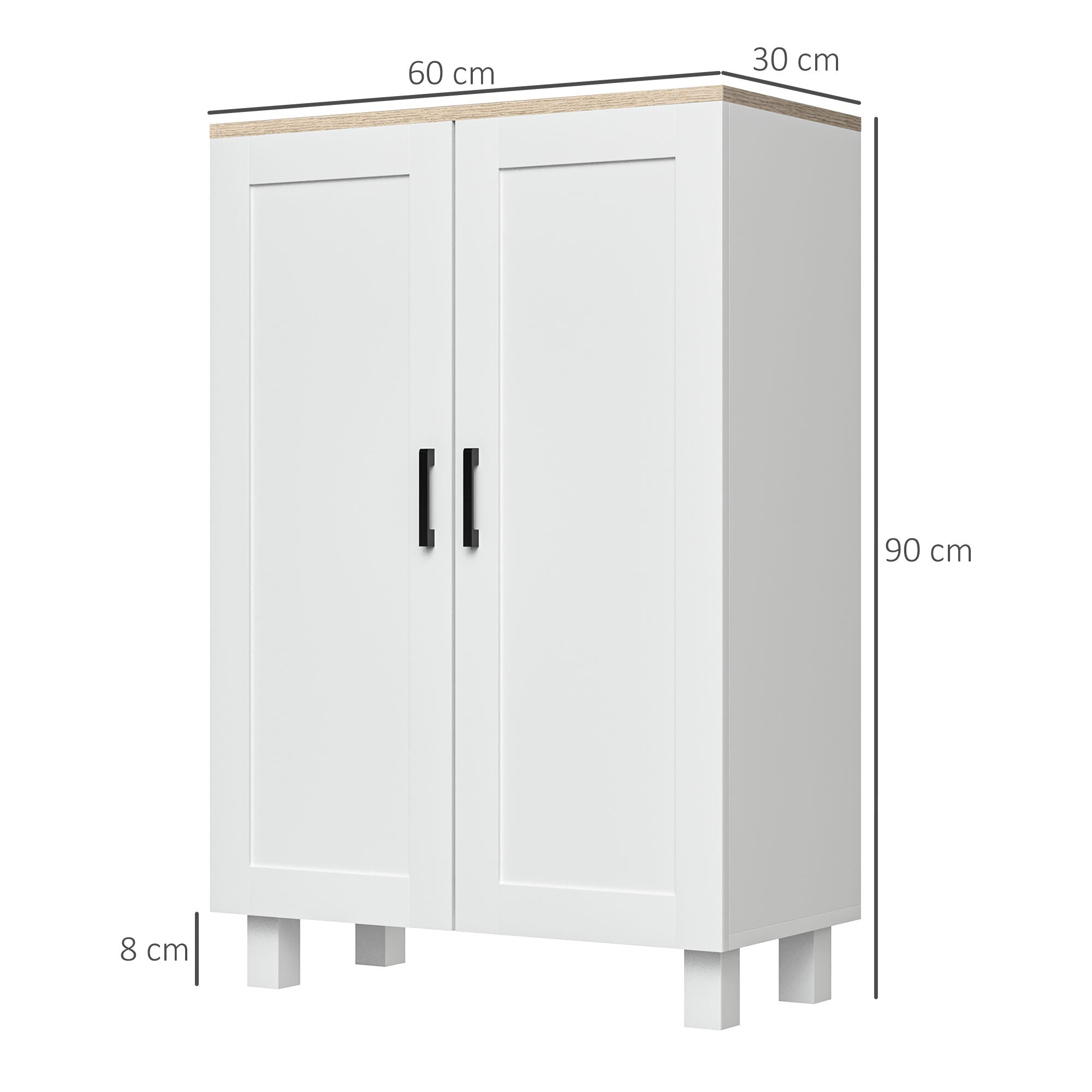 Armário de Sala de Estar Moderno com 2 Portas Prateleira Ajustável 60x30x90 cm Branco