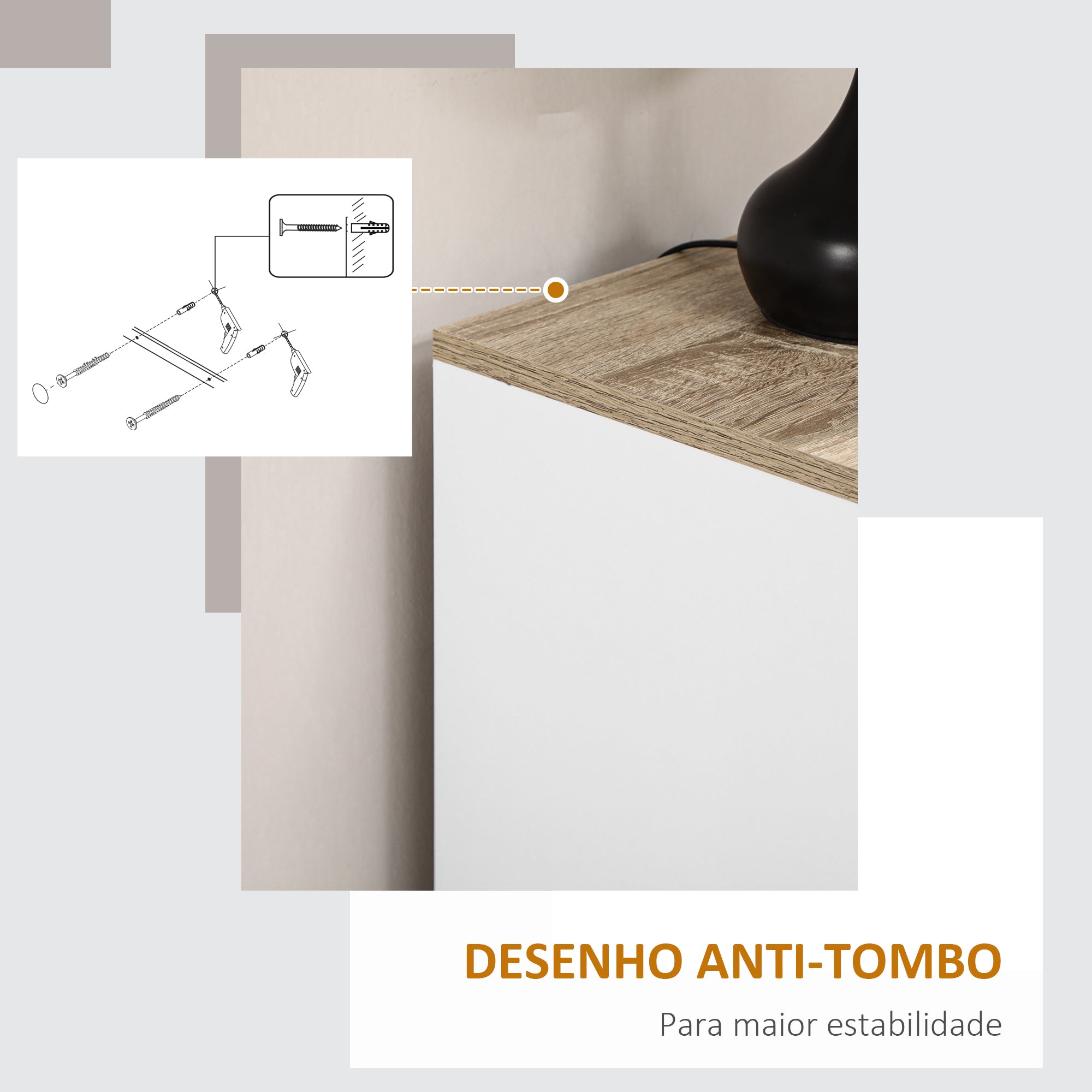 Armário de Sala de Estar Moderno com 2 Portas Prateleira Ajustável 60x30x90 cm Branco