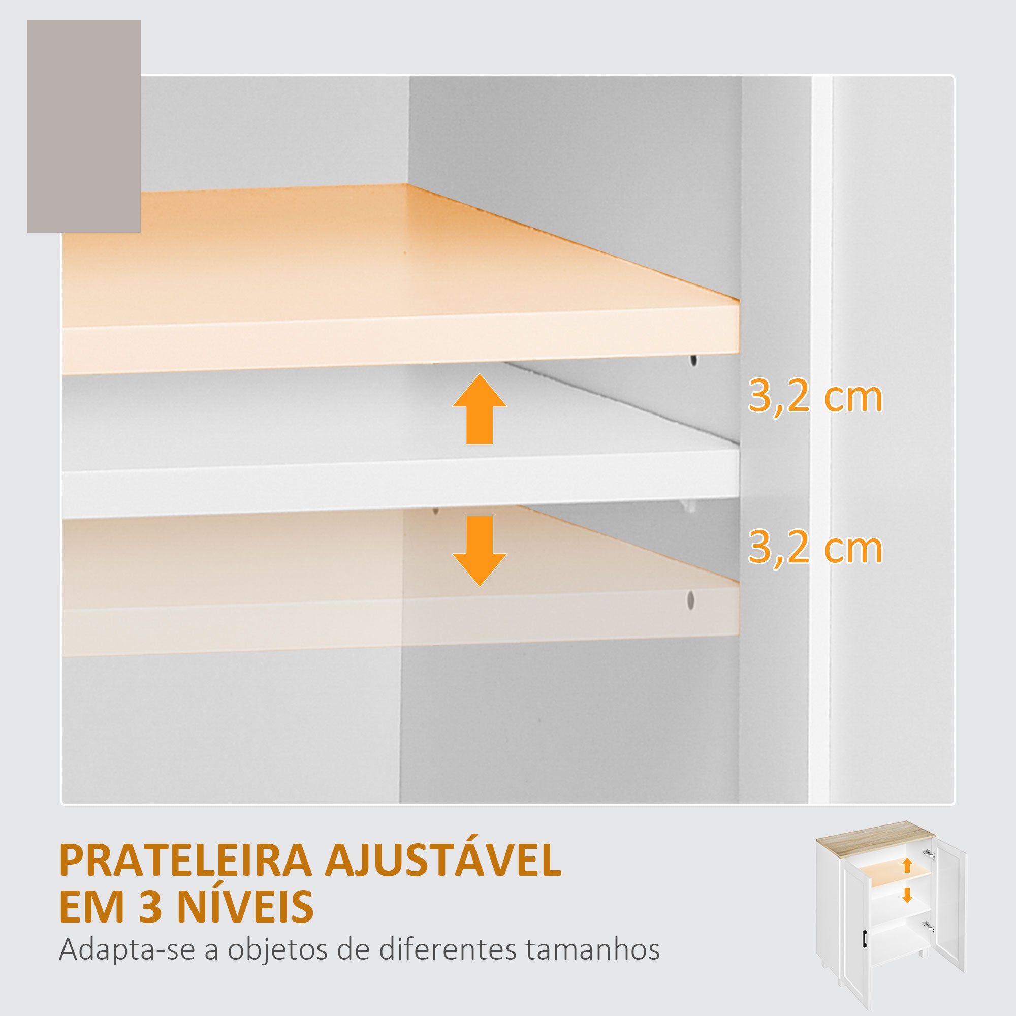 Armário de Sala de Estar Moderno com 2 Portas Prateleira Ajustável 60x30x90 cm Branco