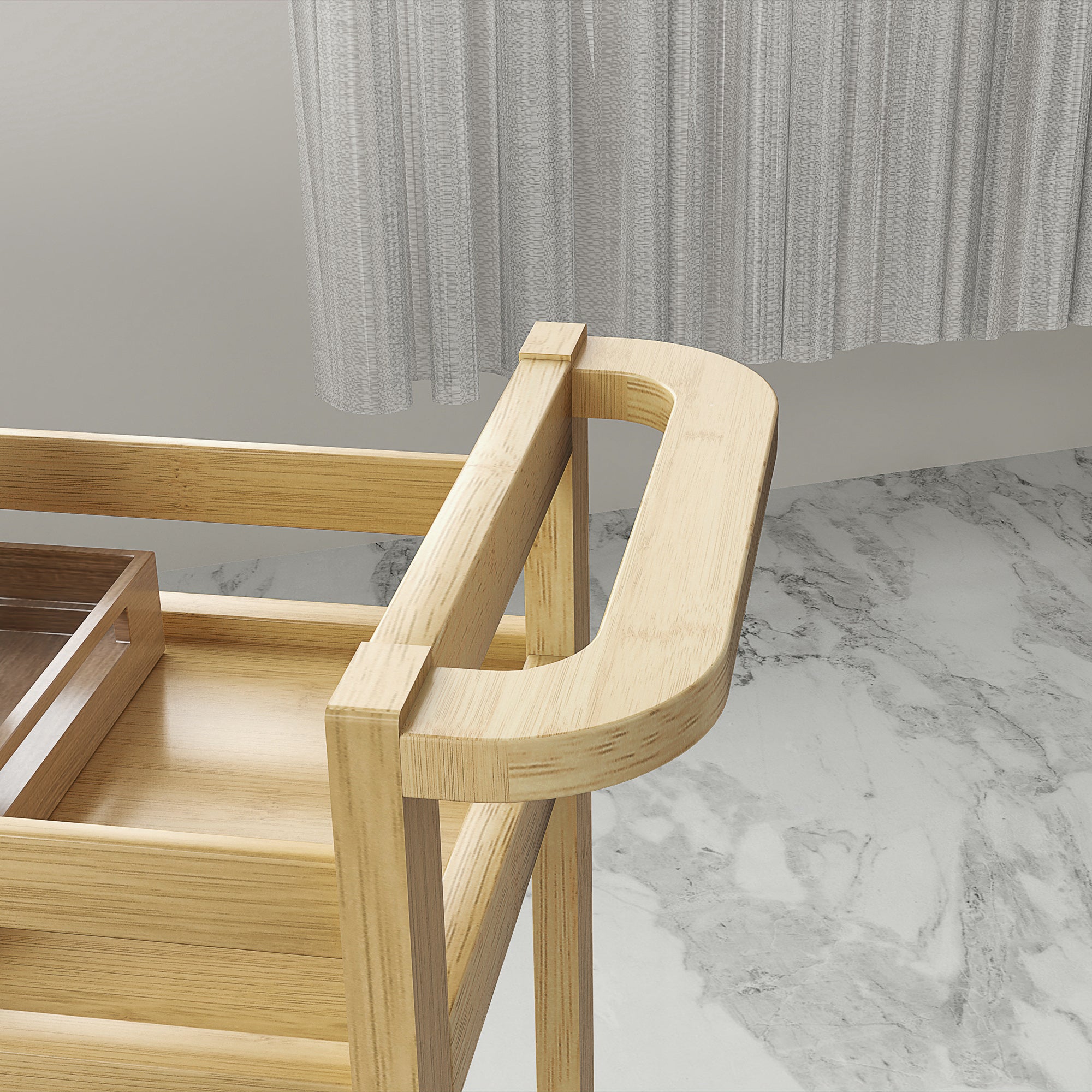 Carrinho de Casa de Banho de Bambu 55x20x75 cm - Cor de Madeira Natural