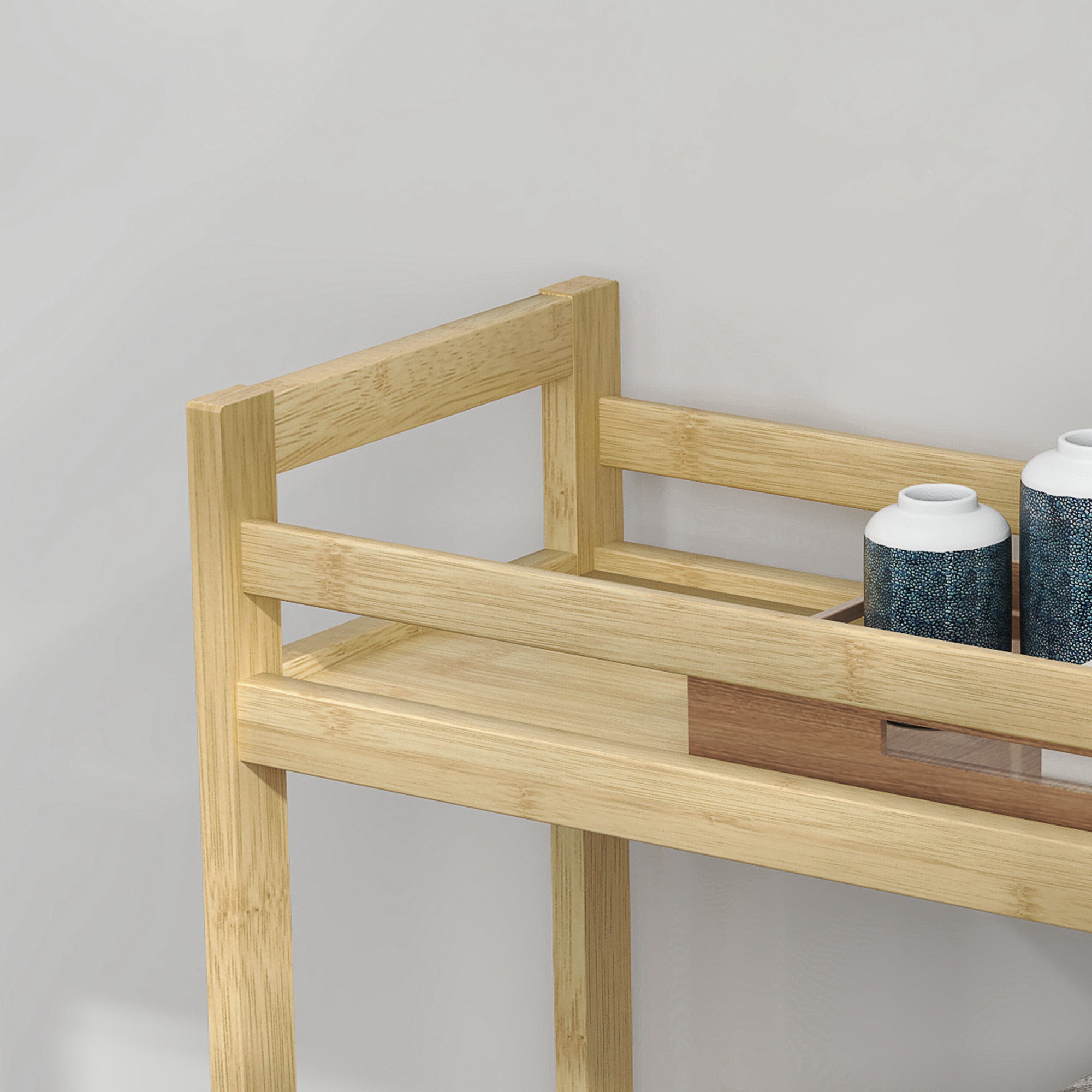 Carrinho de Casa de Banho de Bambu 55x20x75 cm - Cor de Madeira Natural