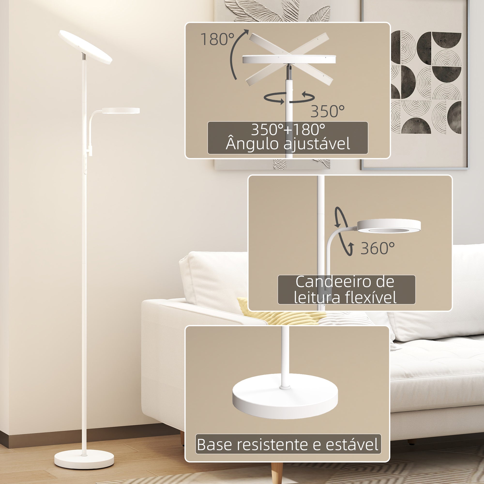 Candeeiro de Pé LED Branco Ø25x175 cm