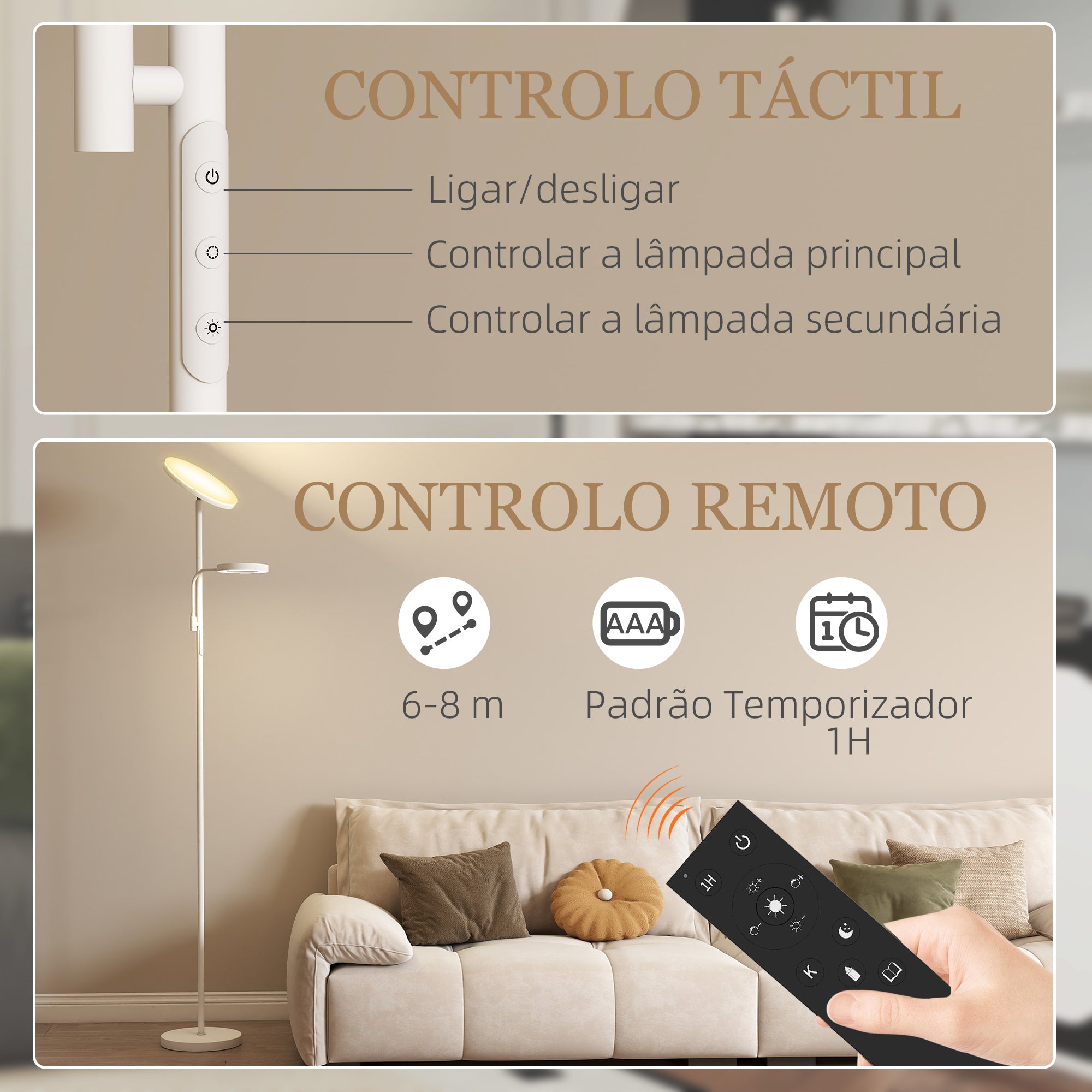 Candeeiro de Pé LED Branco Ø25x175 cm