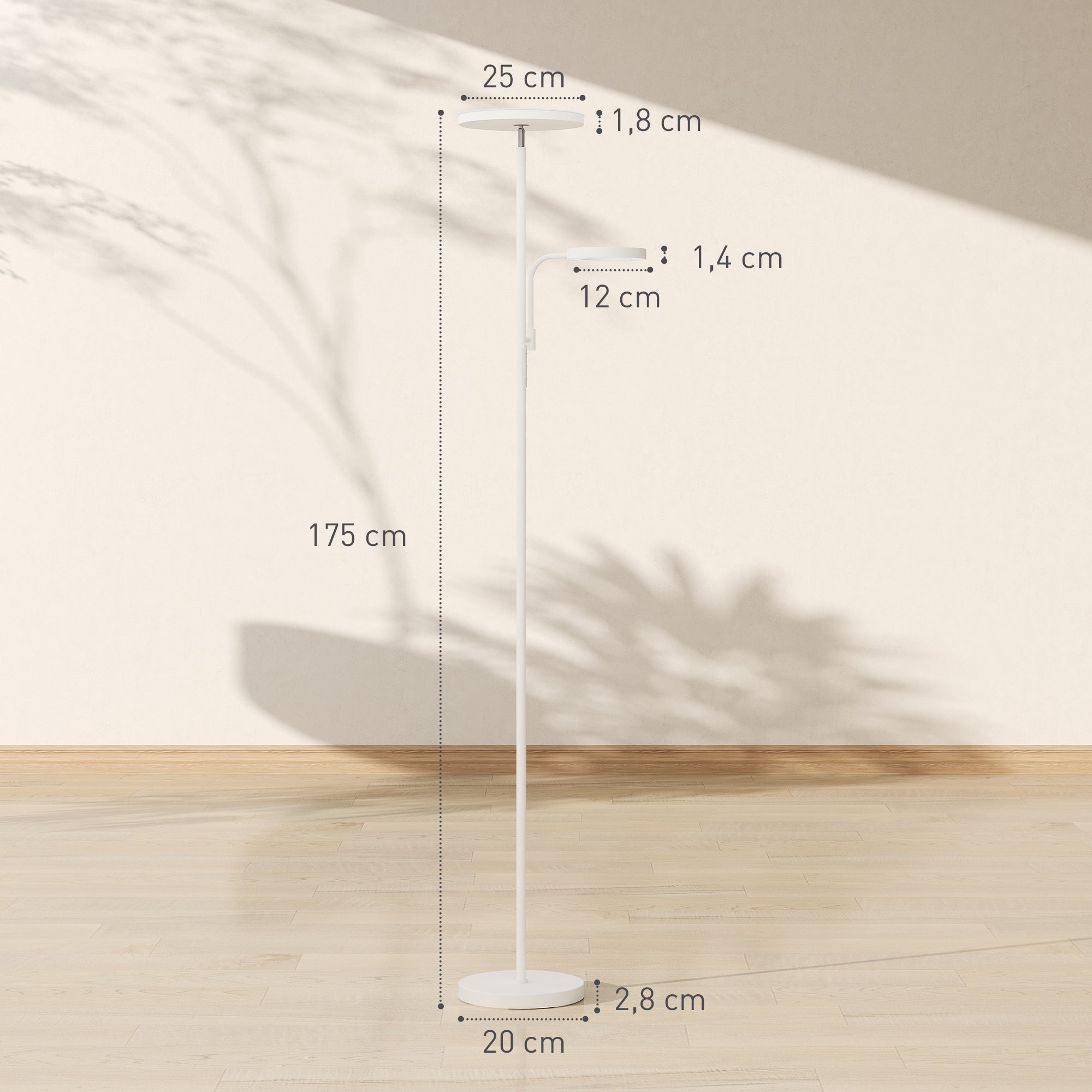 Candeeiro de Pé LED Branco Ø25x175 cm