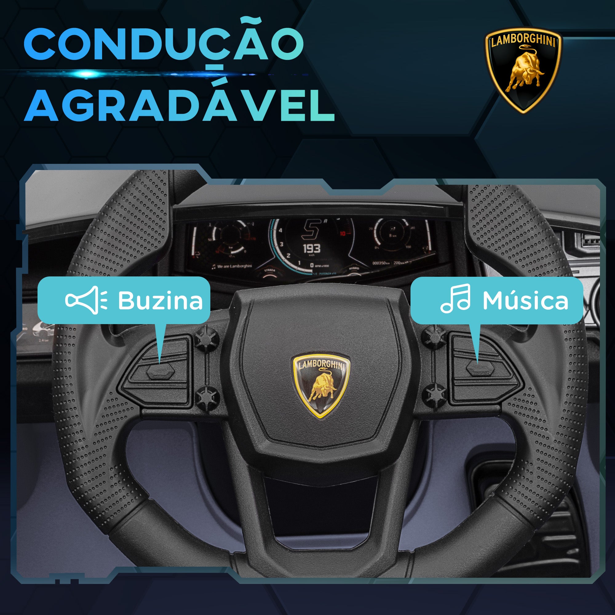Carro Elétrico Infantil Cinzento 105x60x40 cm - Licença Lamborghini