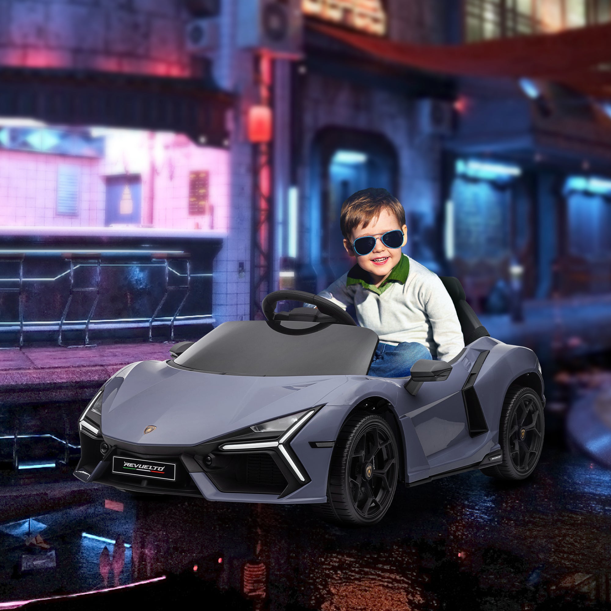 Carro Elétrico Infantil Cinzento 105x60x40 cm - Licença Lamborghini