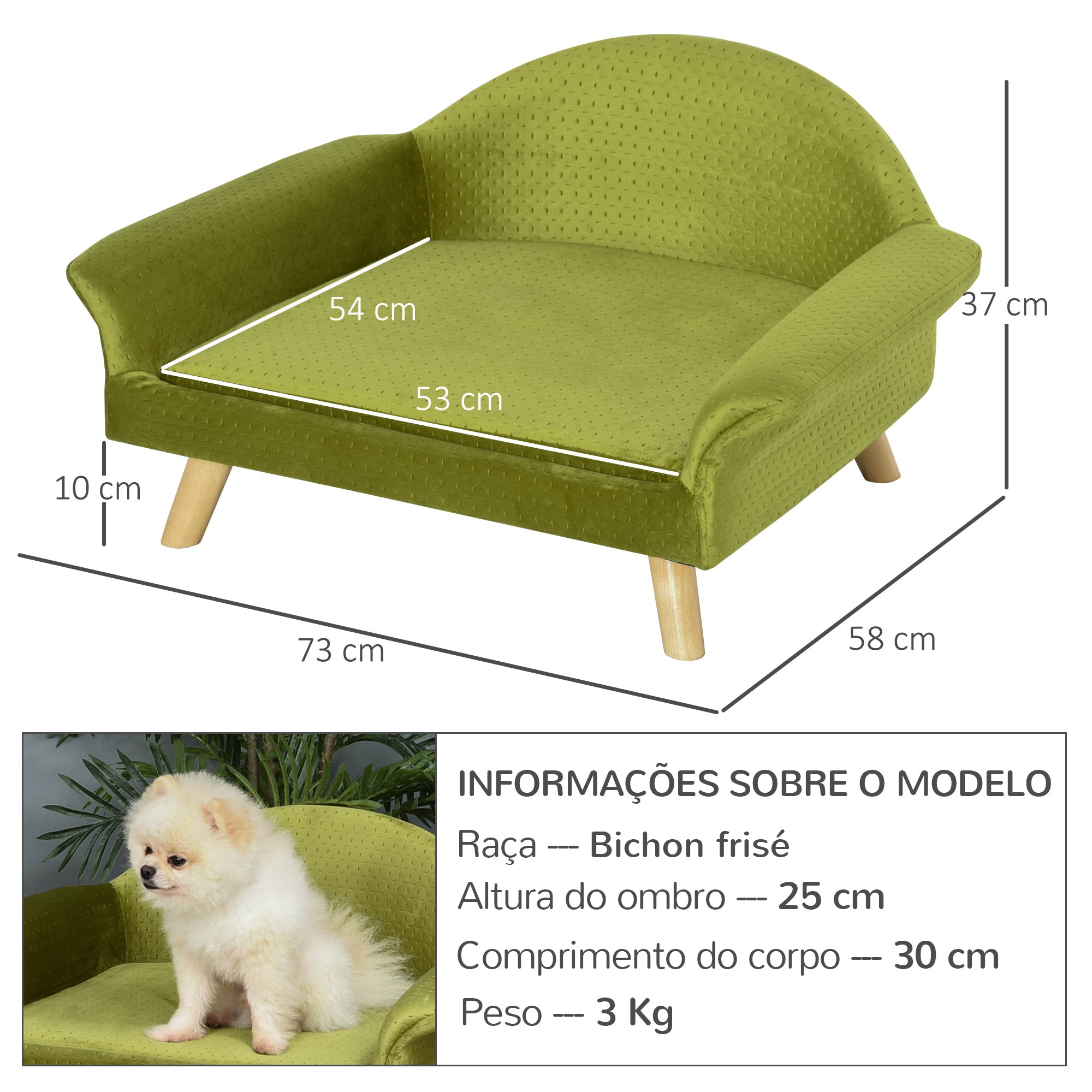 Sofá-Cama para Animais de Estimação 73x58x37 cm - Cor Brass