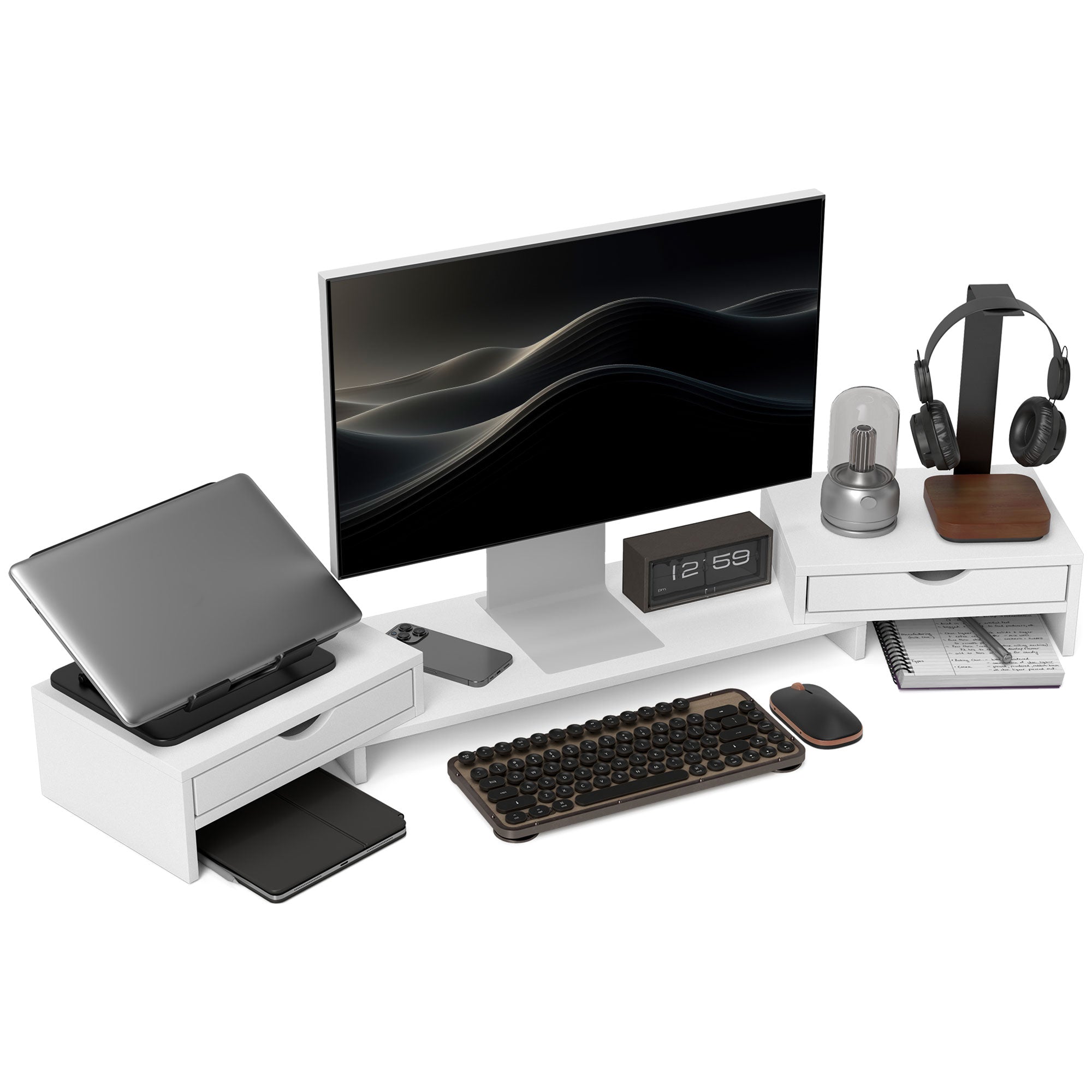 Suporte para Monitor Ajustável 60-116x22x12 cm Branco