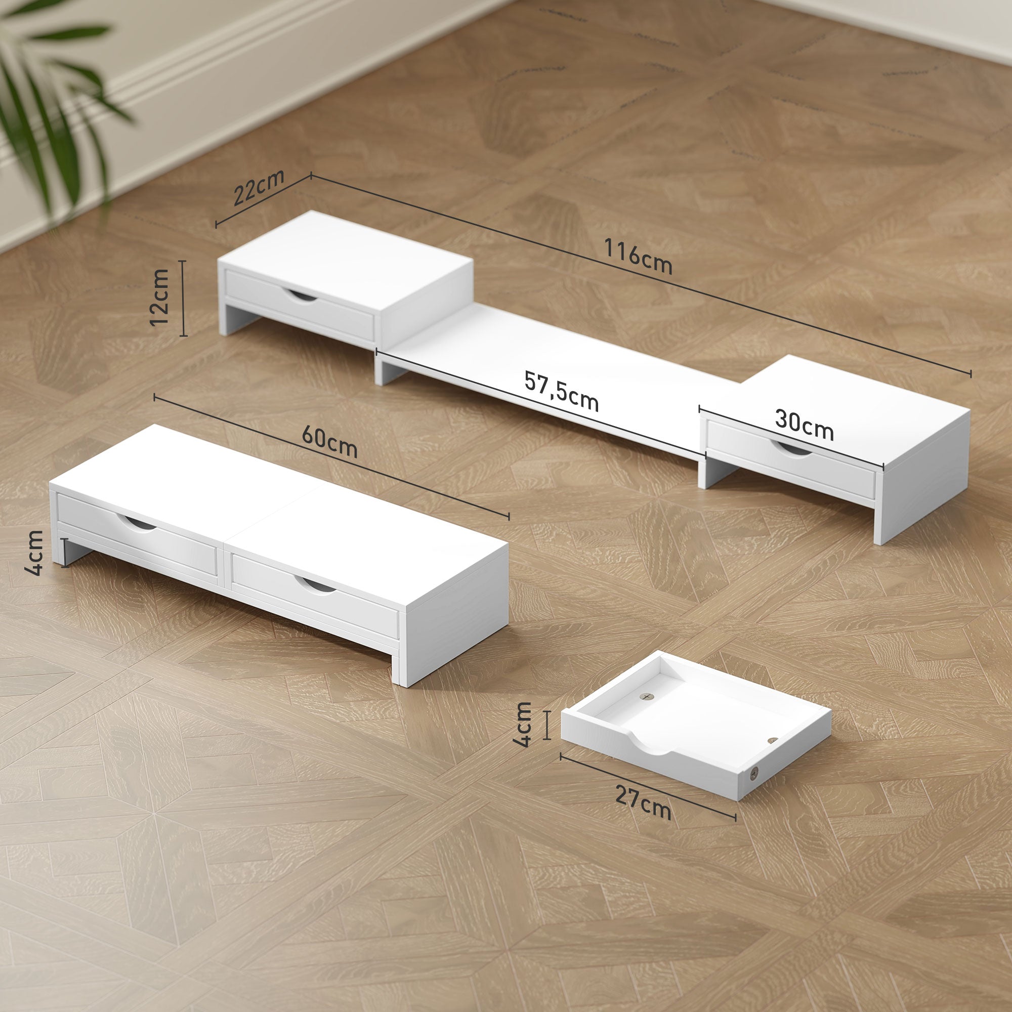 Suporte para Monitor Ajustável 60-116x22x12 cm Branco