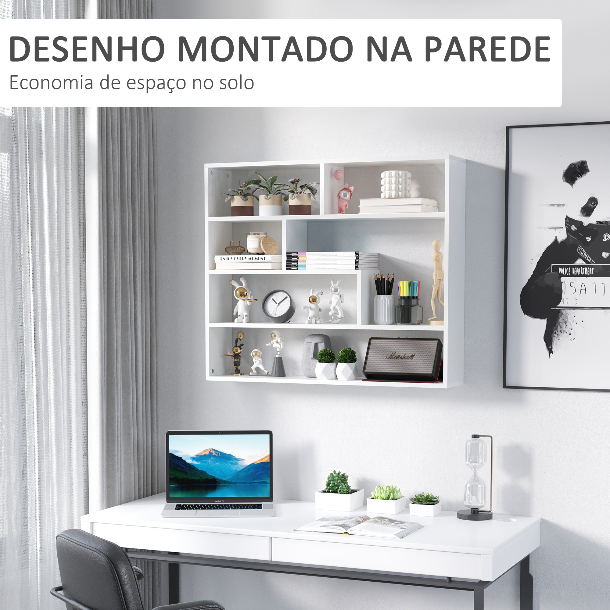 Estante de Parede – 94x19,5x80cm – Branco – Melamina