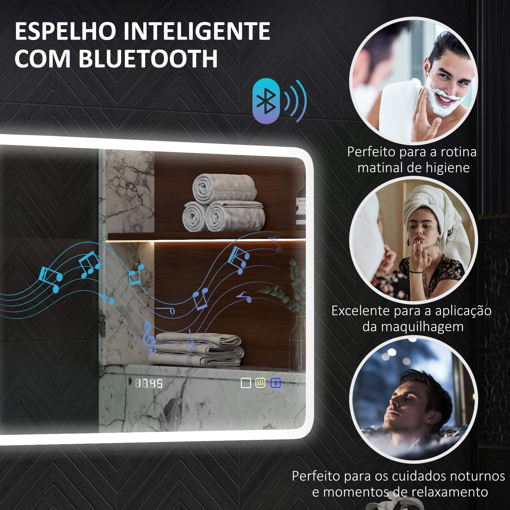 Espelho de Casa de Banho LED 80x60 cm Prata