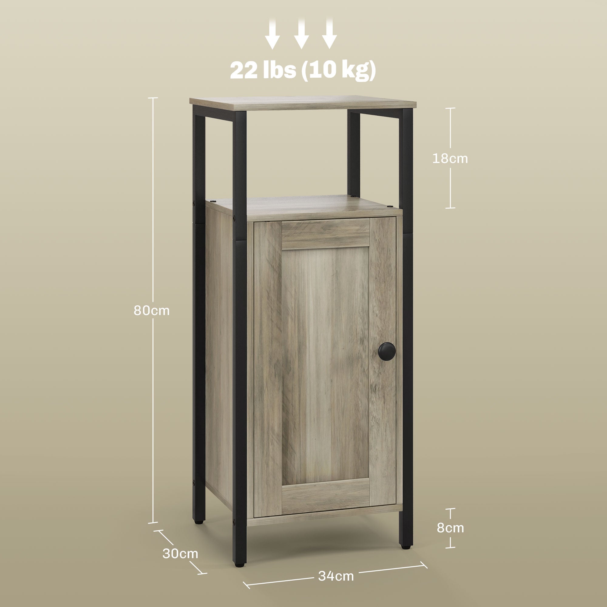 Mesas Auxiliares Marrom Acinzentado 34x30x80 cm - Conjunto de 2