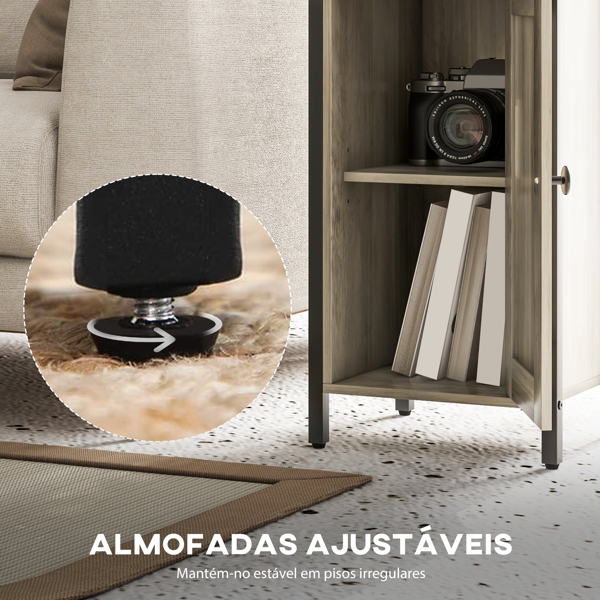 Mesas Auxiliares Marrom Acinzentado 34x30x80 cm - Conjunto de 2