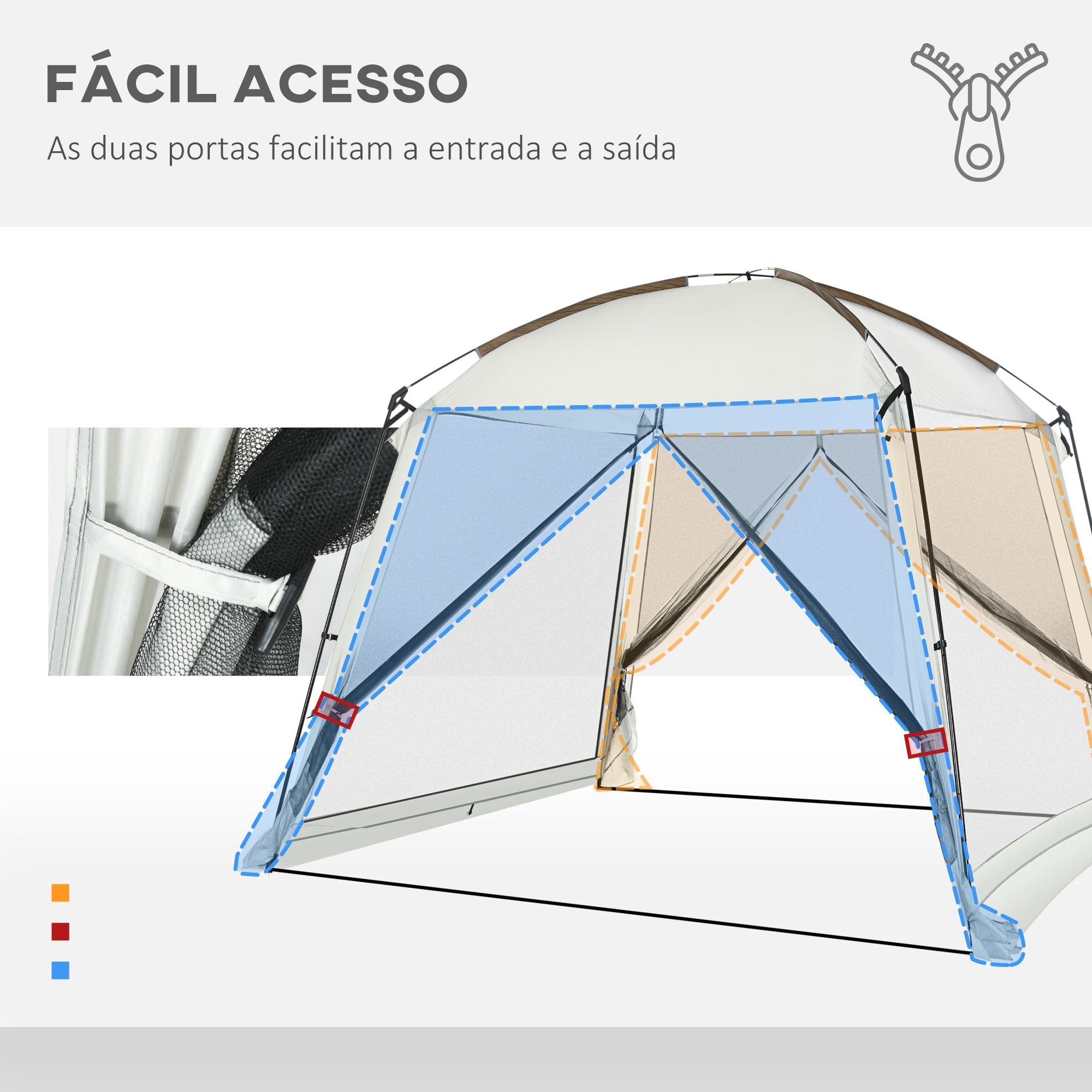 Tenda de Jardim – 300x300x240 cm – Branca – Poliéster