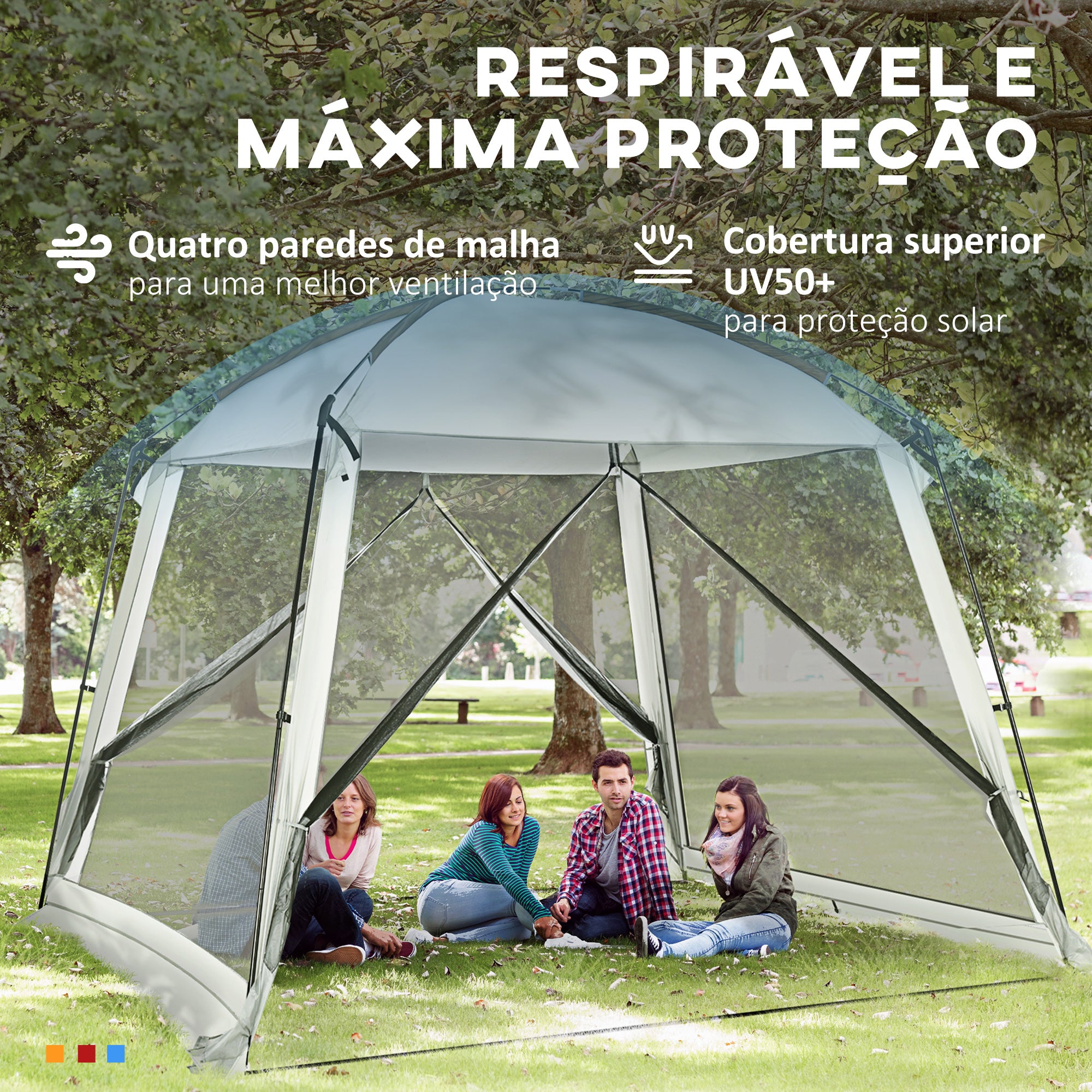 Tenda de Jardim – 300x300x240 cm – Branca – Poliéster