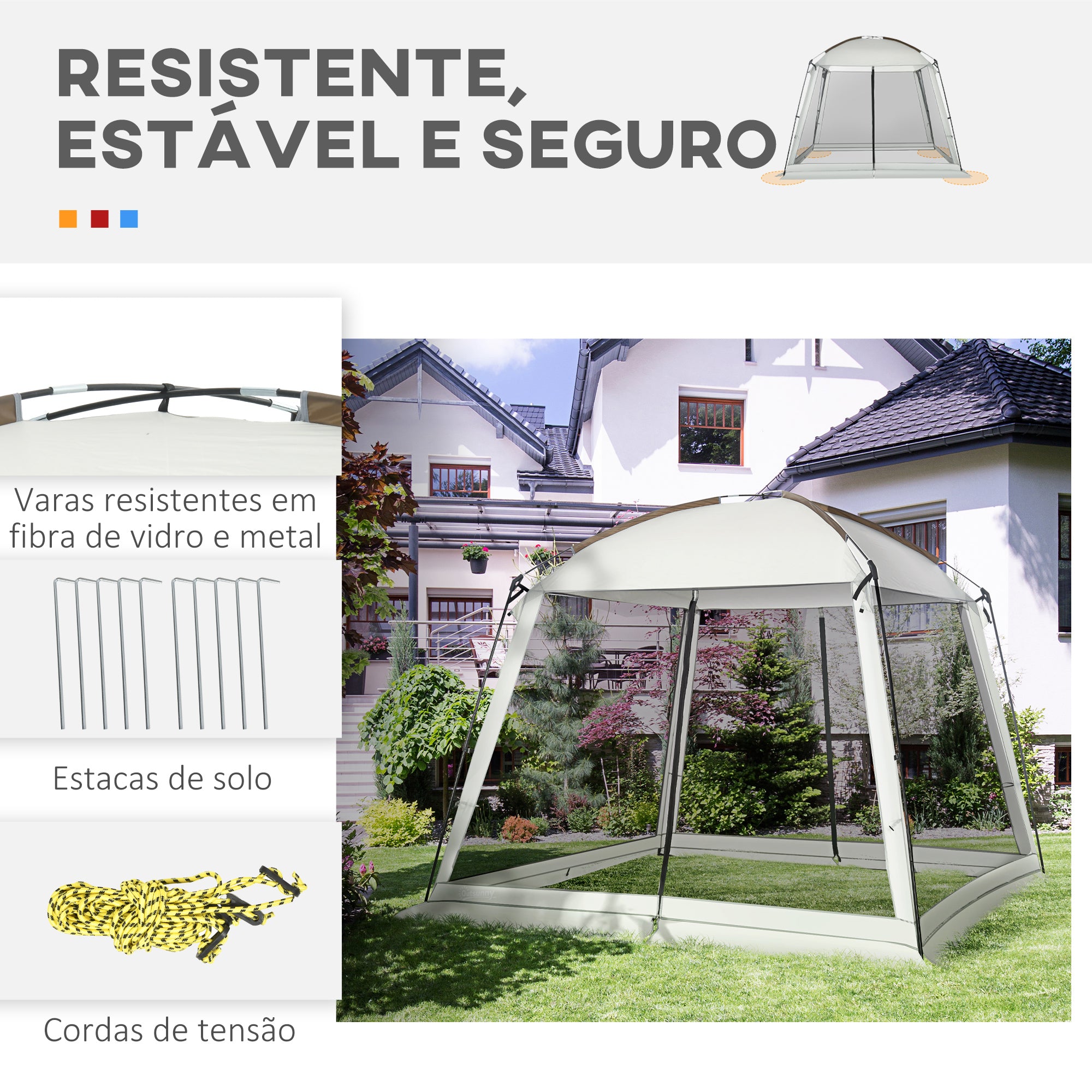 Tenda de Jardim – 300x300x240 cm – Branca – Poliéster