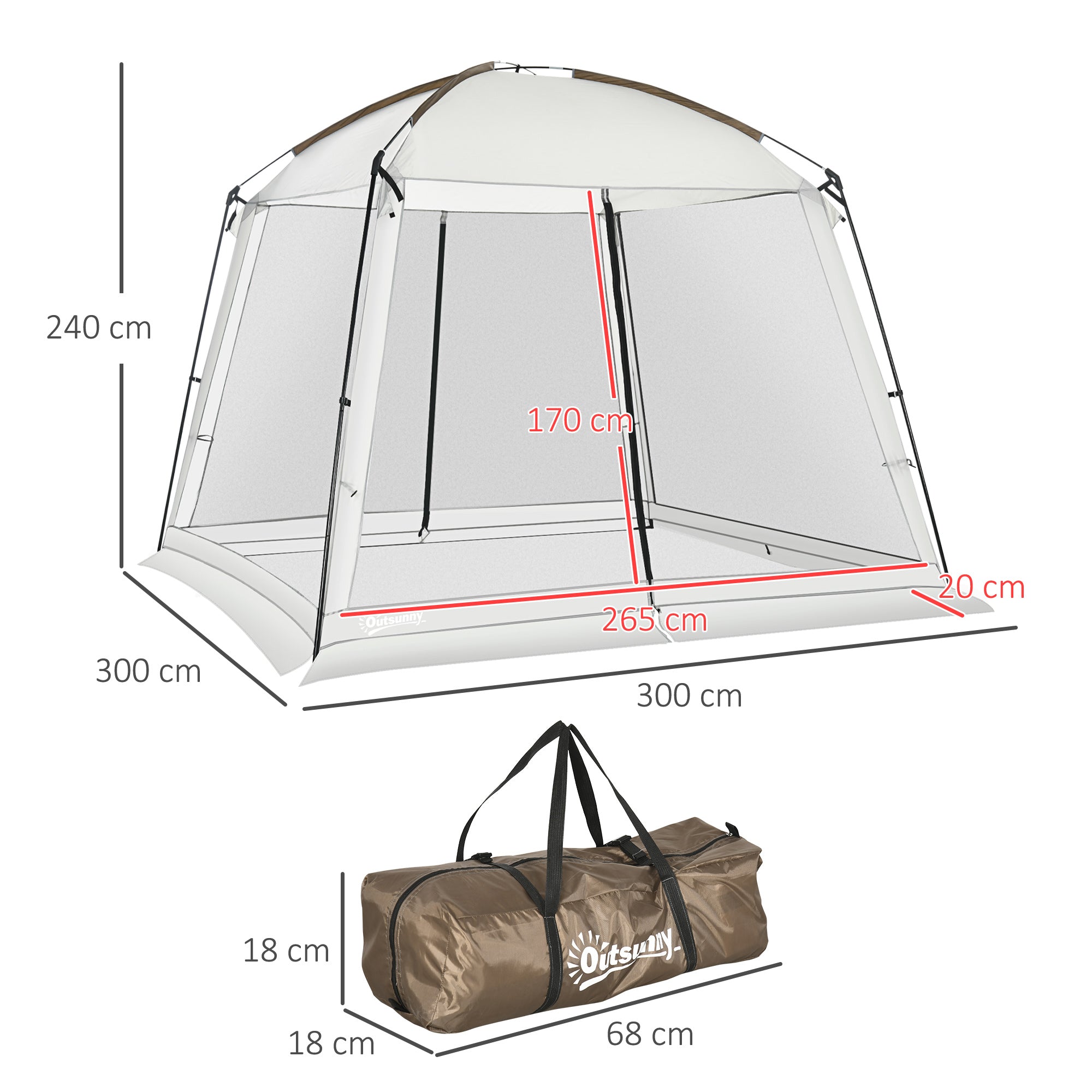 Tenda de Jardim – 300x300x240 cm – Branca – Poliéster