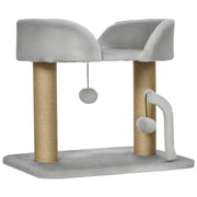 Arranhador para Gatos Cinza 48x38x42 cm - Postes de Juta e Cama Confortável